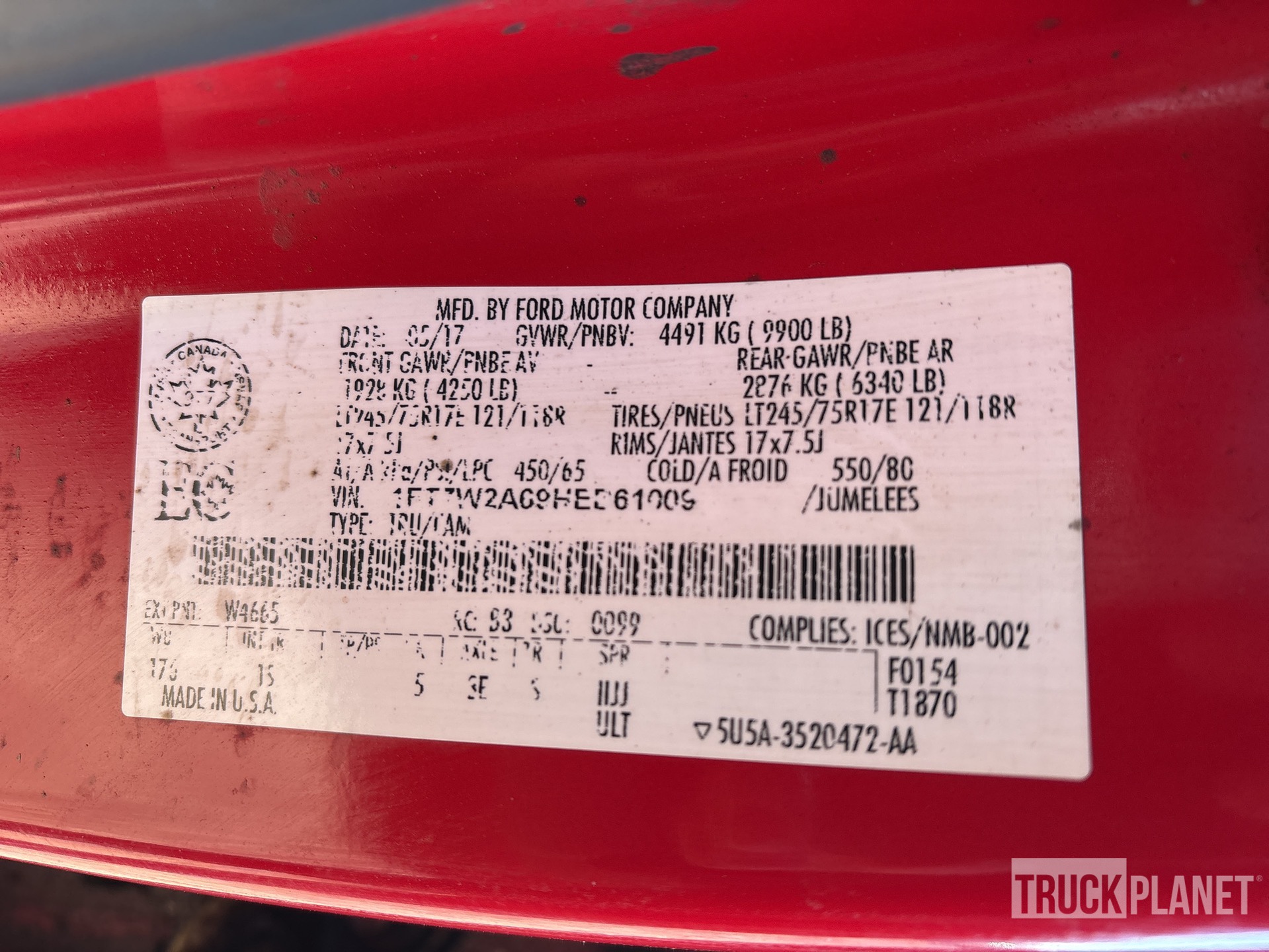 General Appearance with Serial Number / VIN