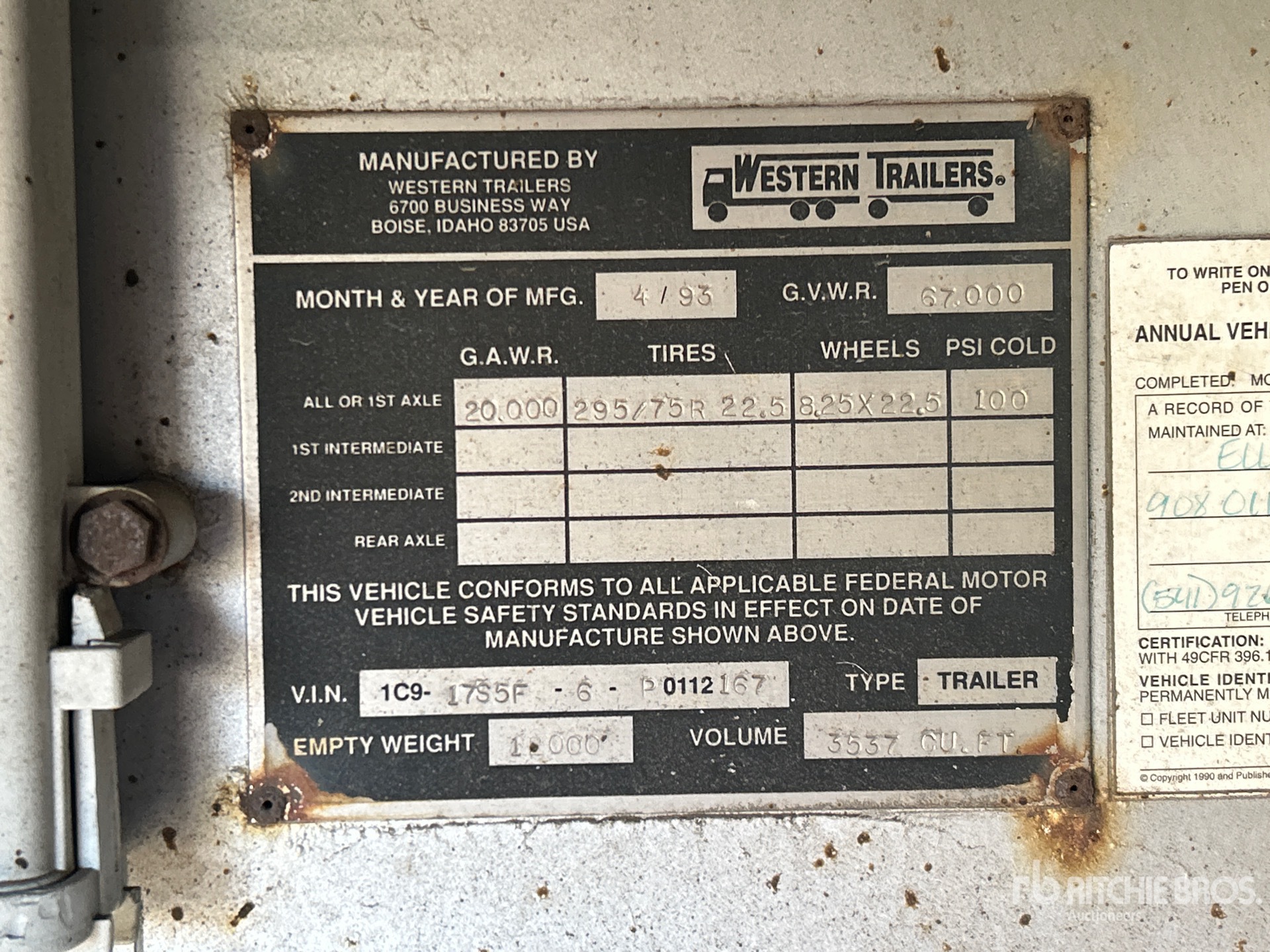 General Appearance with Serial Number / VIN