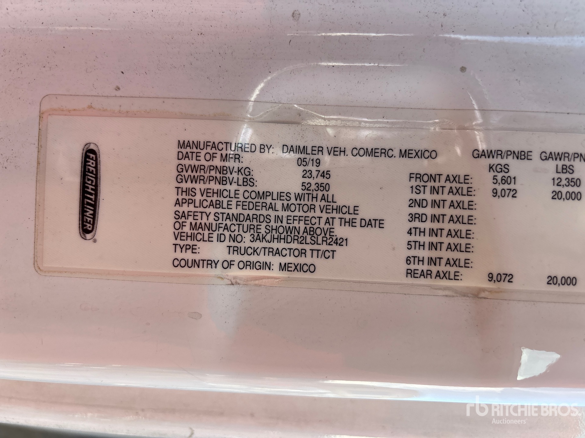 General Appearance with Serial Number / VIN