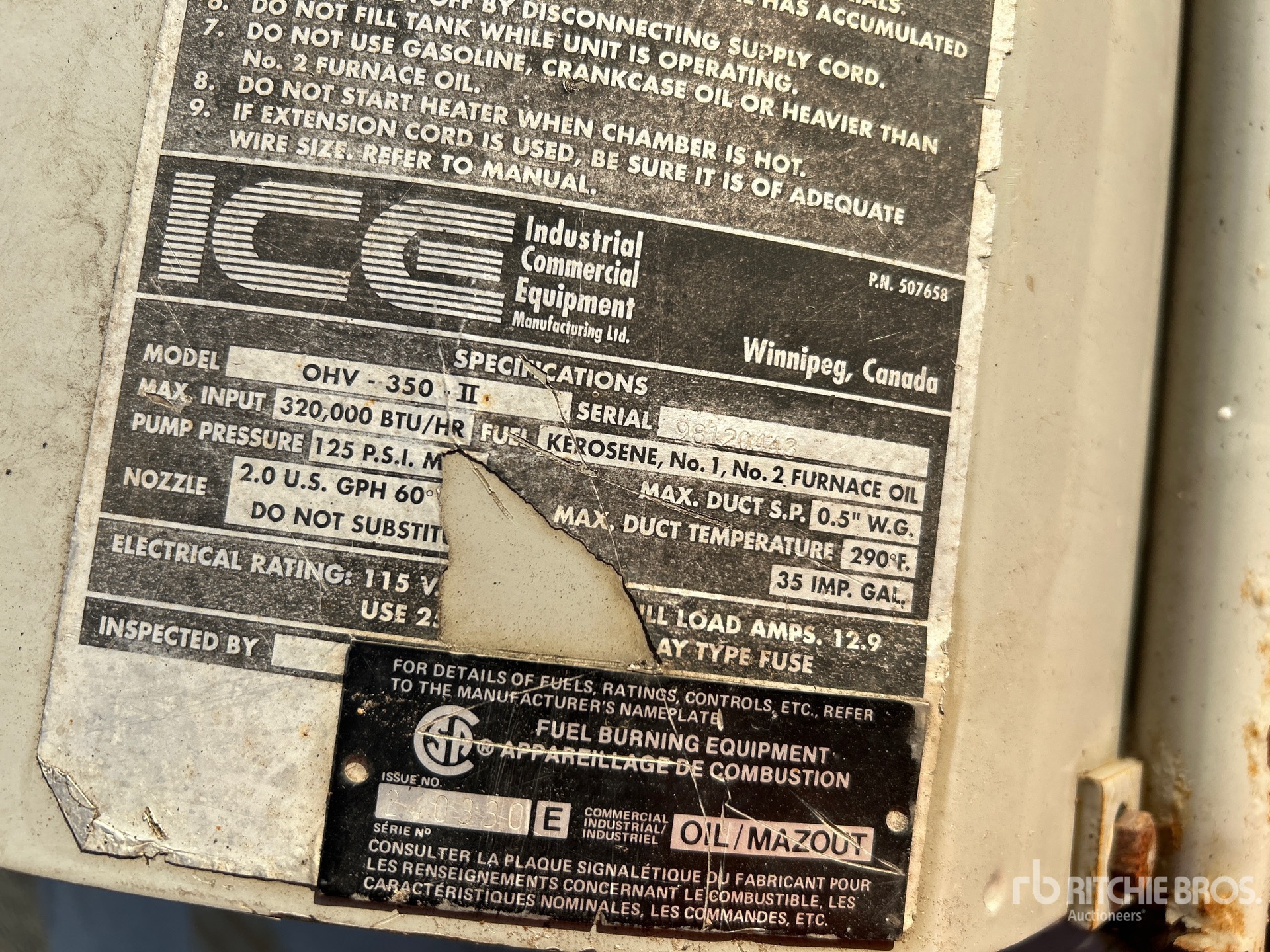 General Appearance with Serial Number / VIN