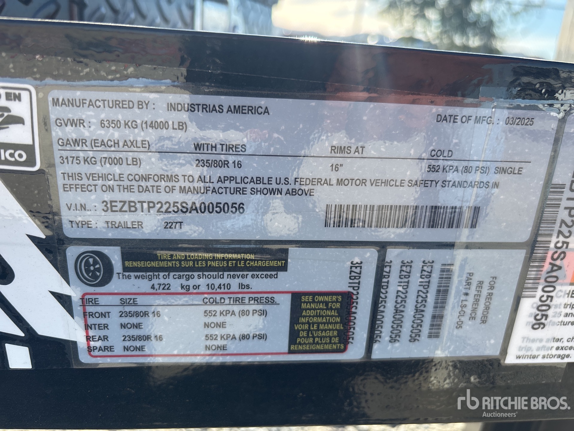 General Appearance with Serial Number / VIN