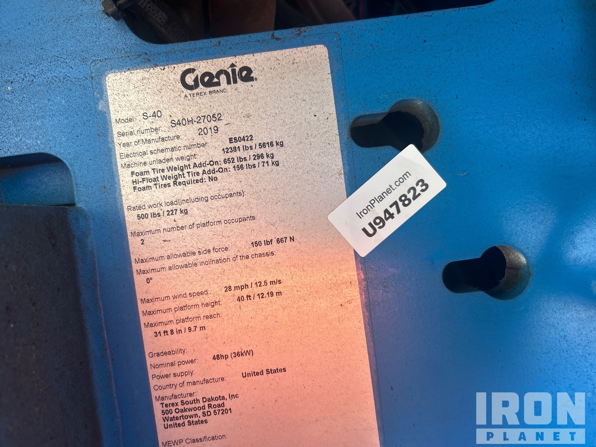 General Appearance with Serial Number / VIN