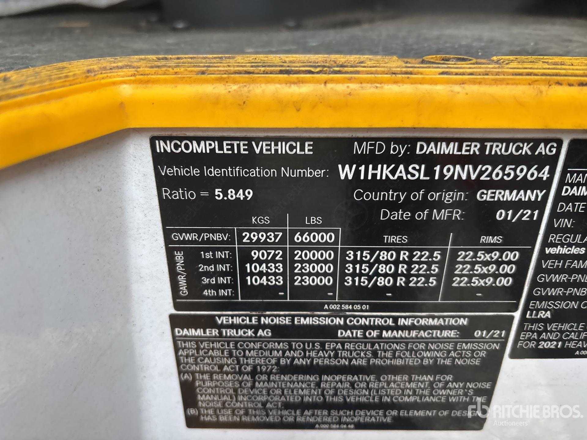 General Appearance with Serial Number / VIN