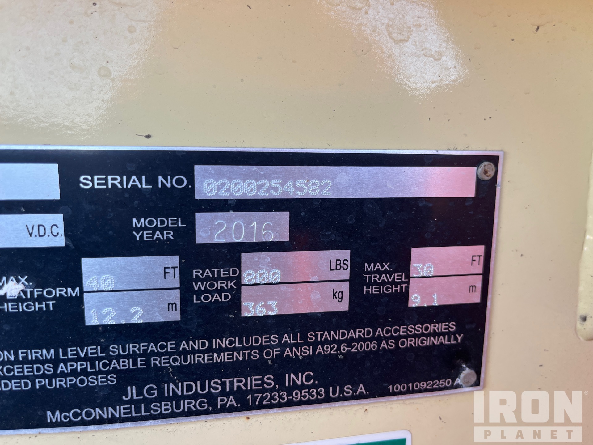 General Appearance with Serial Number / VIN