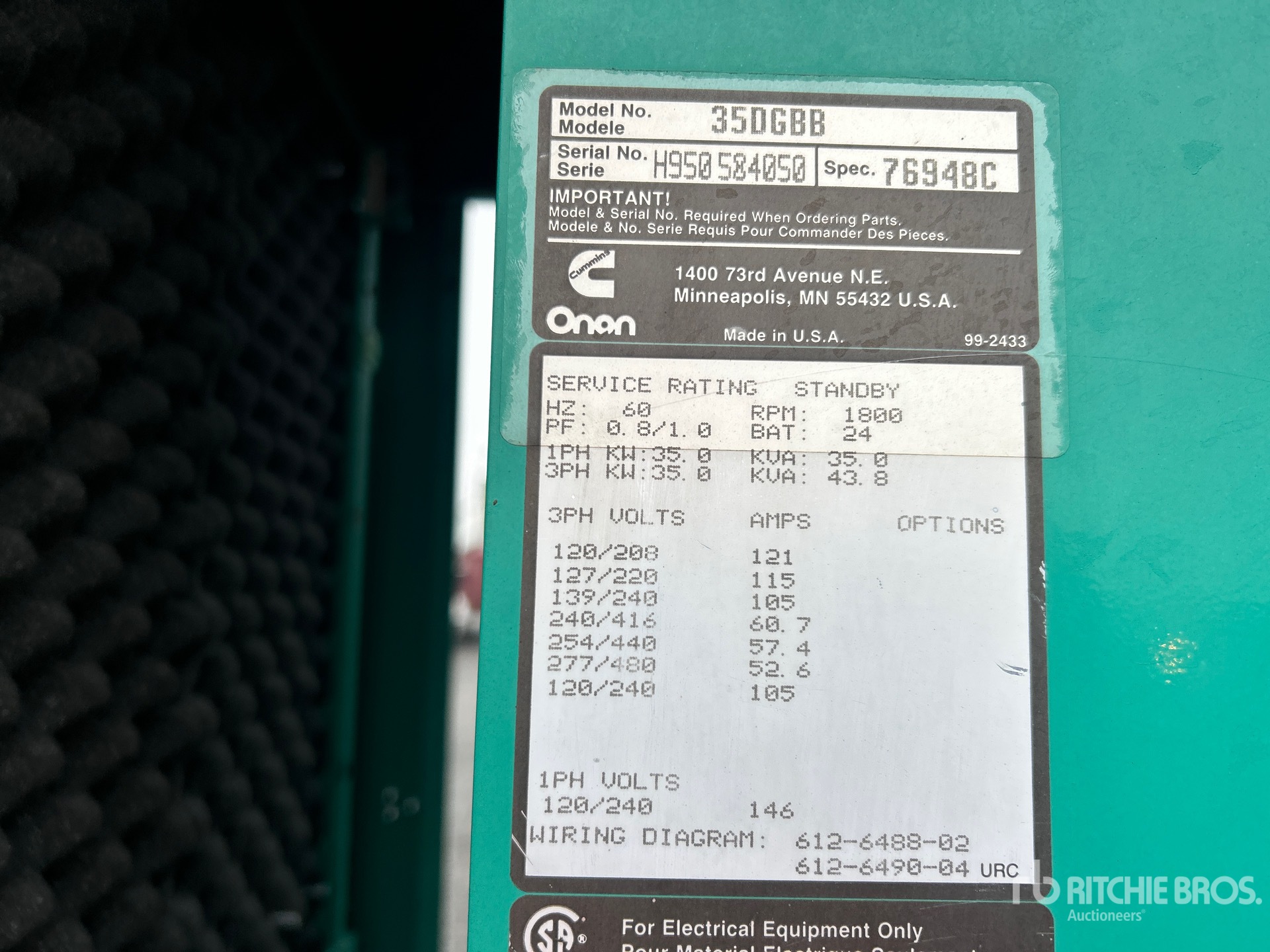 General Appearance with Serial Number / VIN