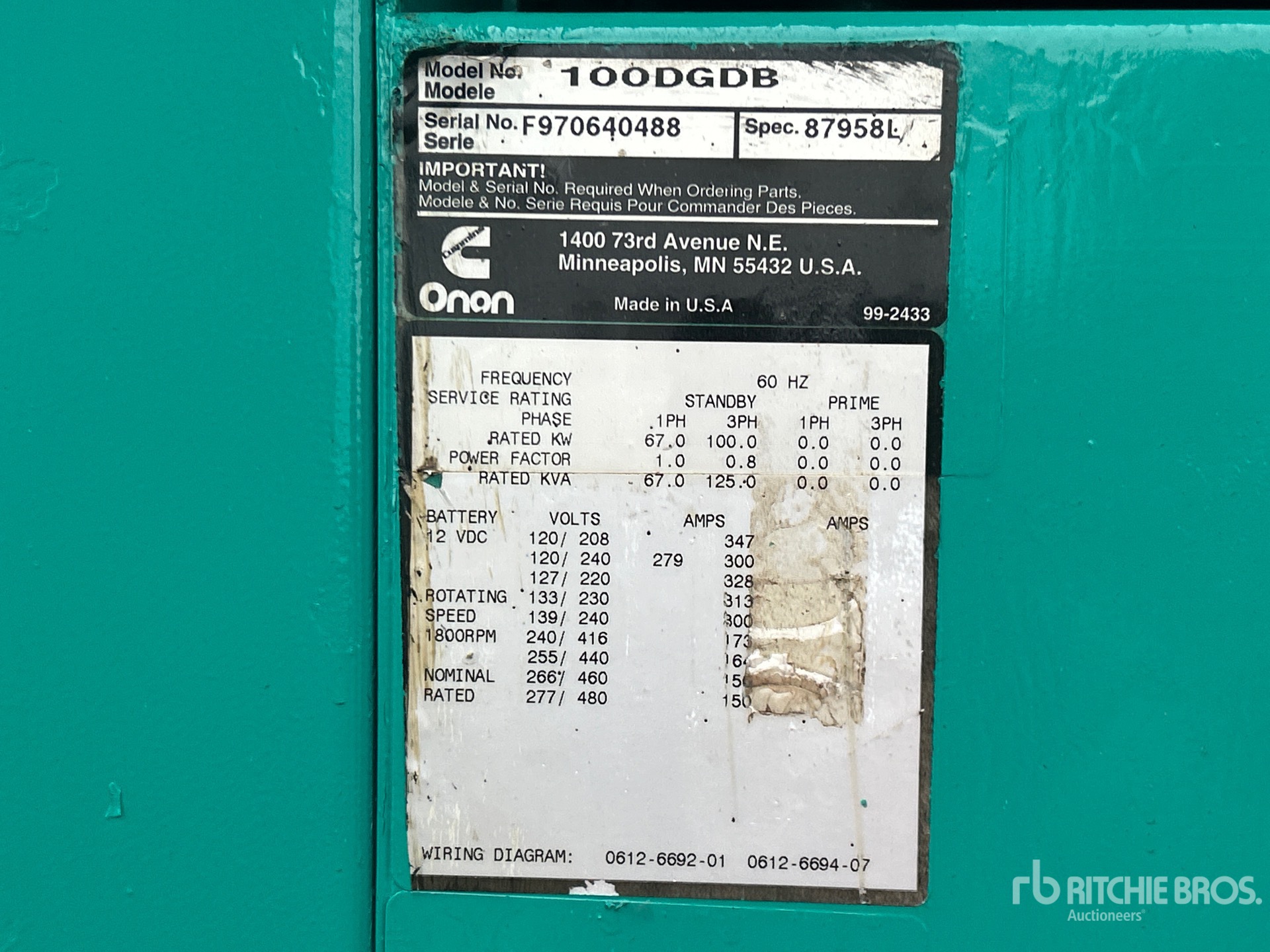 General Appearance with Serial Number / VIN