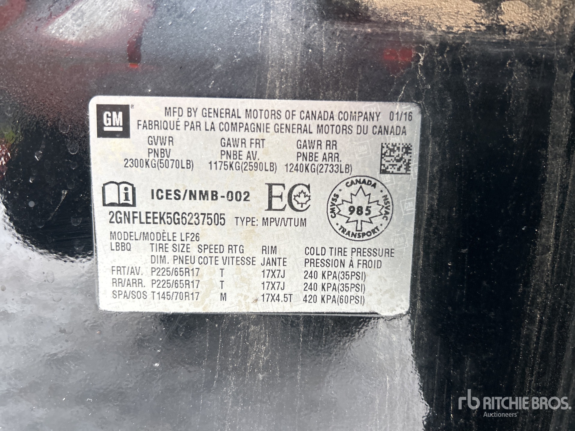 General Appearance with Serial Number / VIN