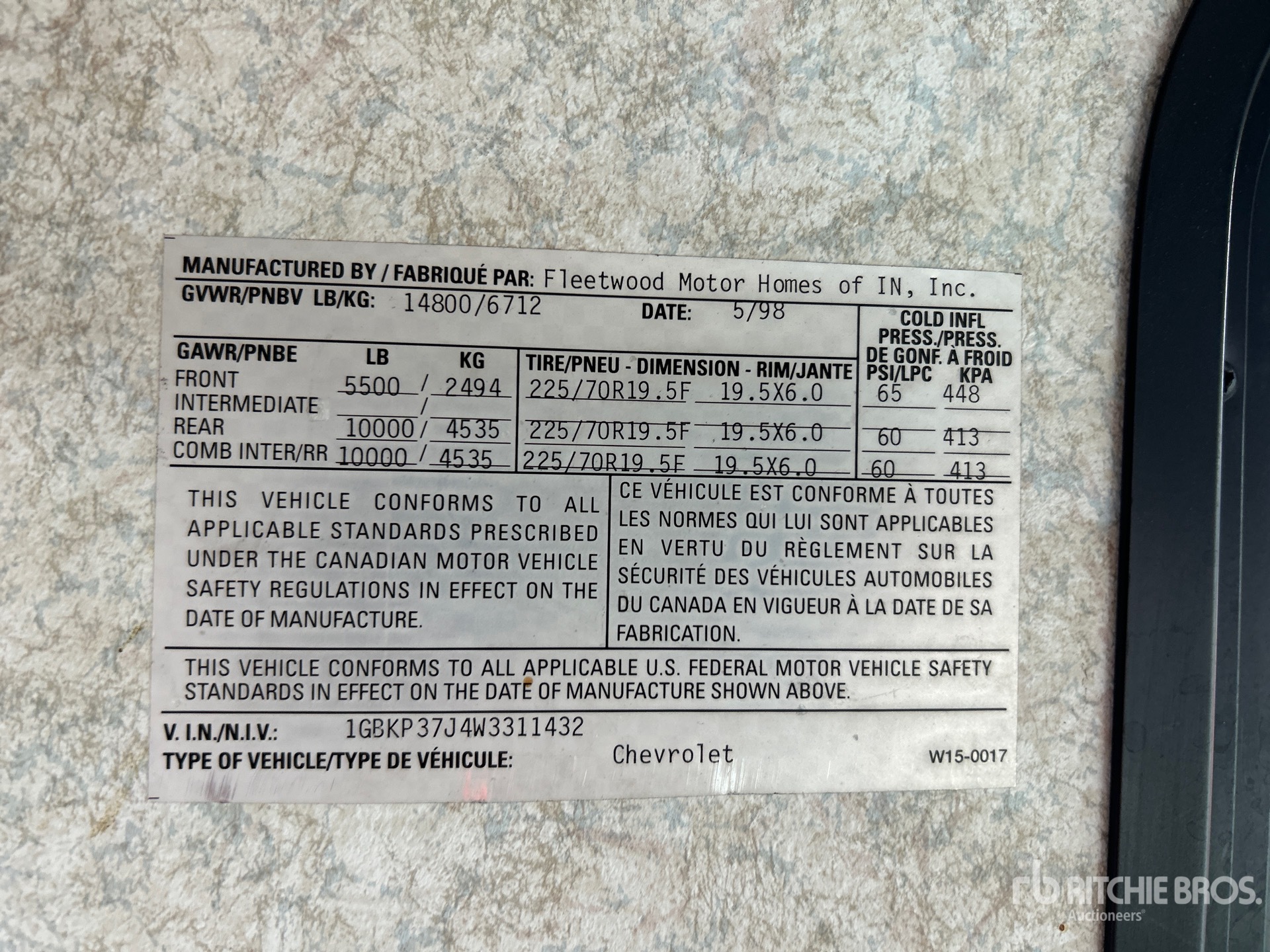 General Appearance with N.º de serie/VIN