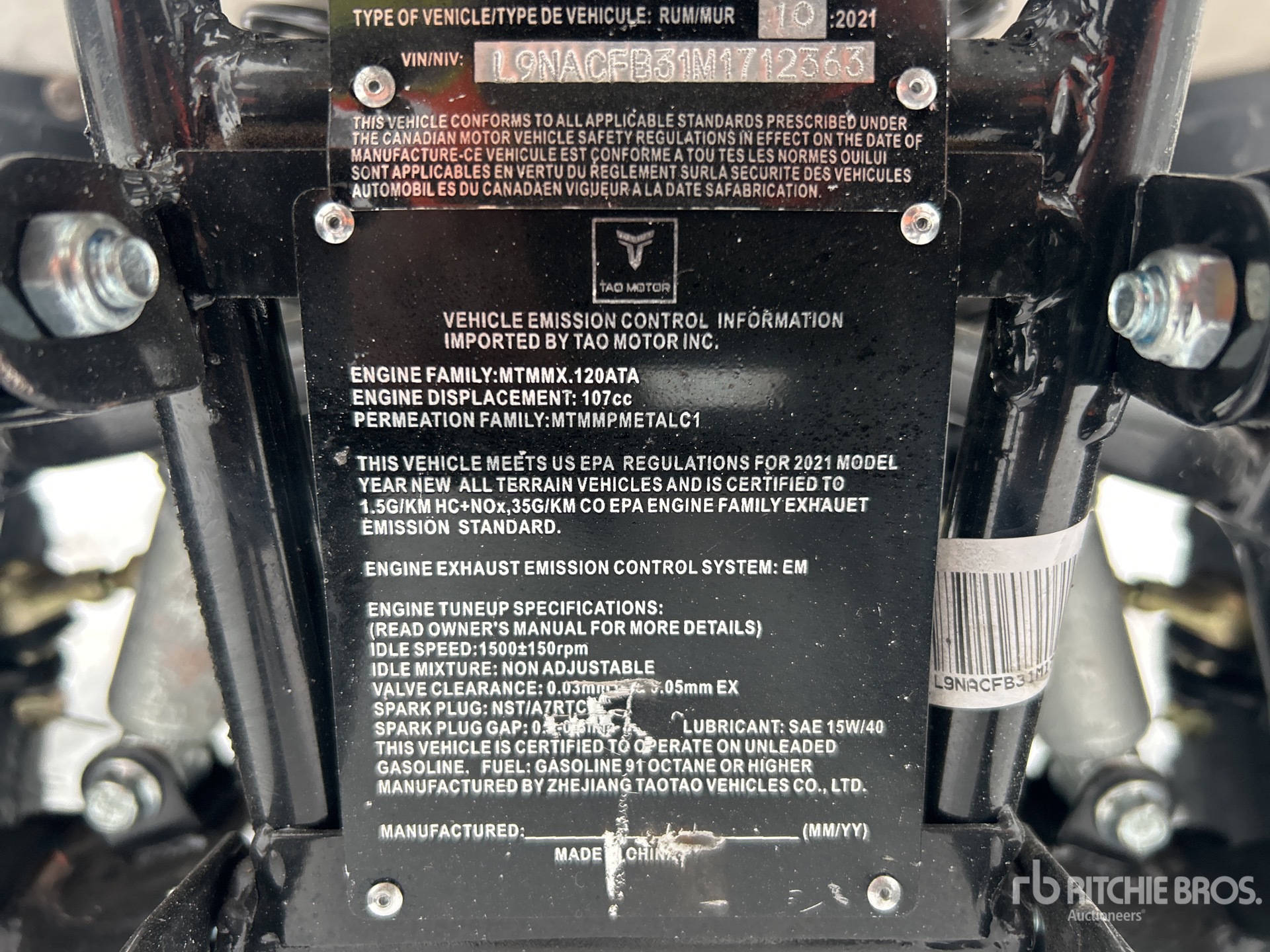 General Appearance with Serial Number / VIN