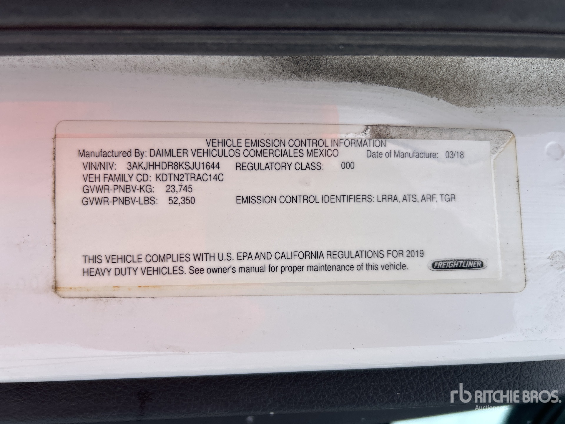 General Appearance with Serial Number / VIN