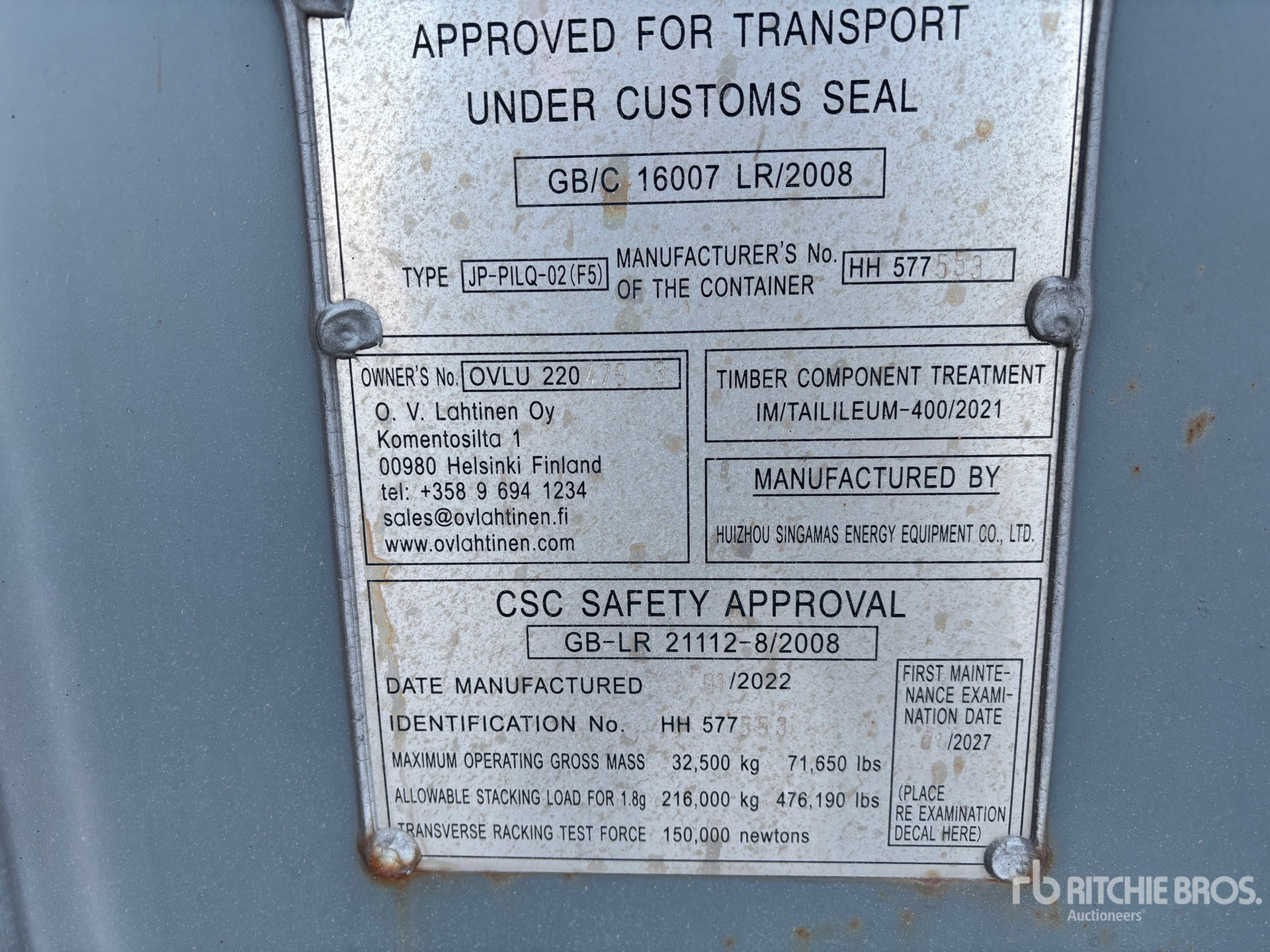 General Appearance with Serial Number / VIN