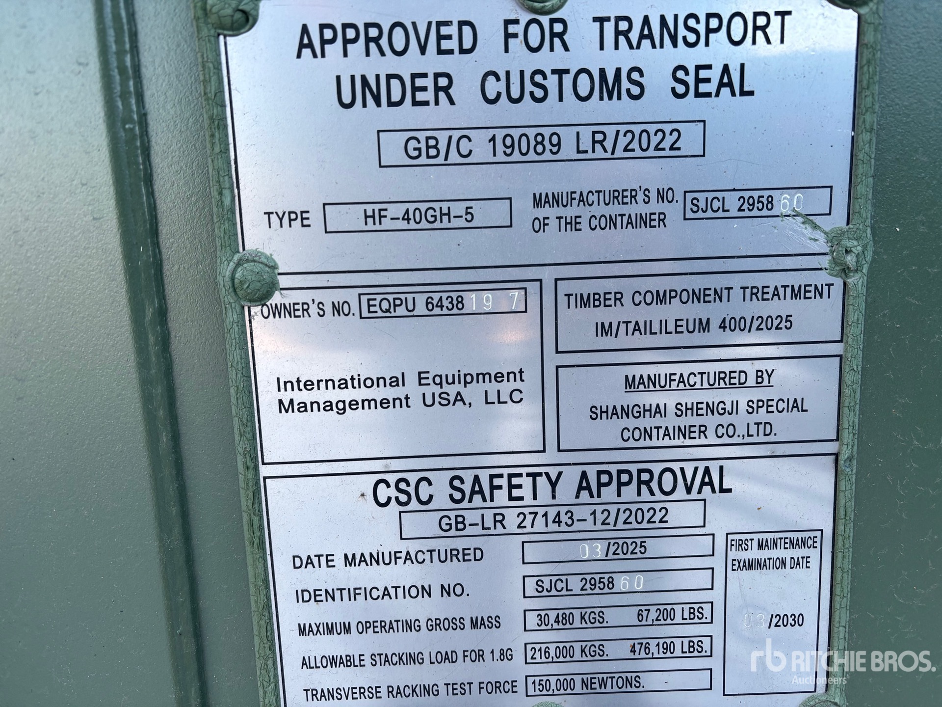 General Appearance with Serial Number / VIN