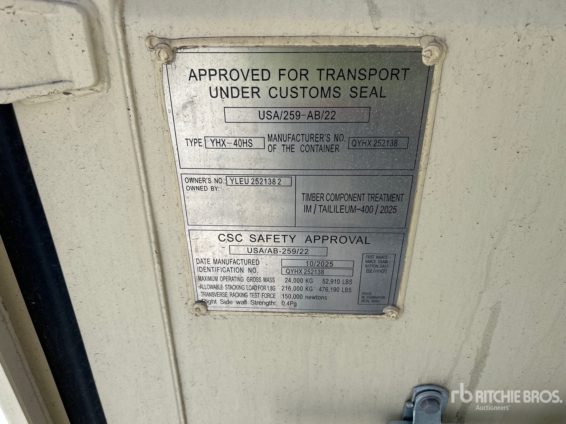 General Appearance with Serial Number / VIN