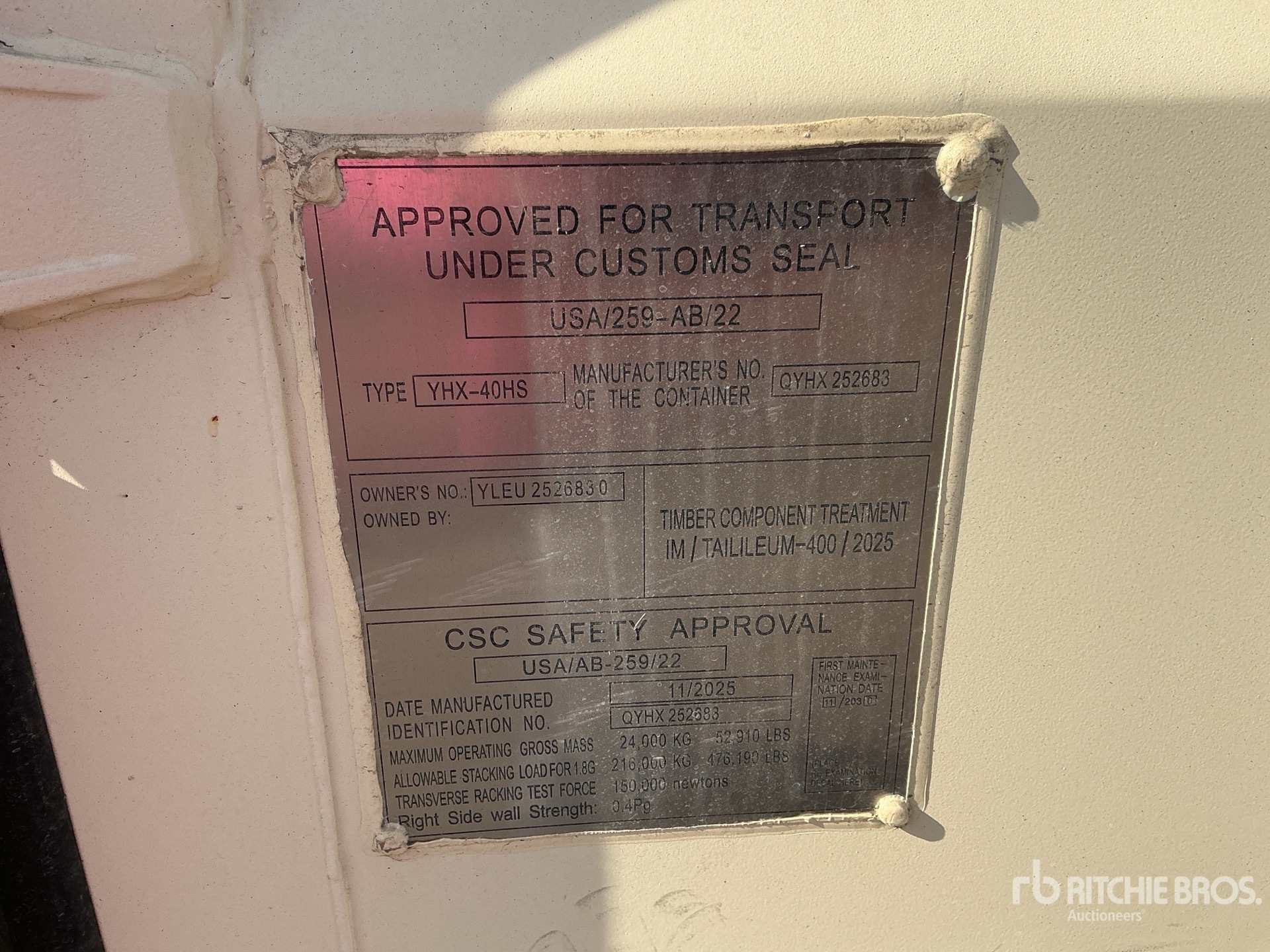 General Appearance with Serial Number / VIN