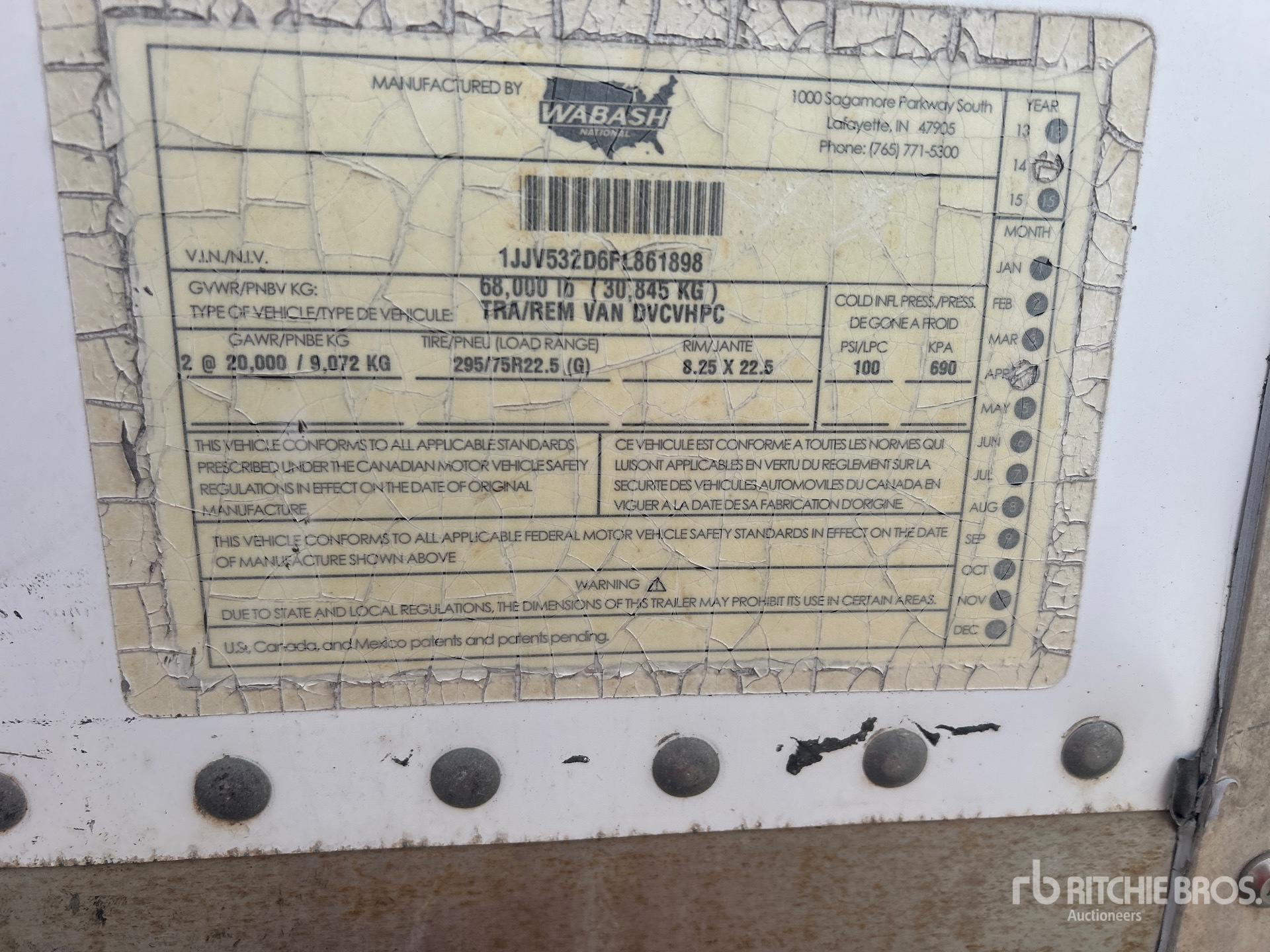 General Appearance with Serial Number / VIN