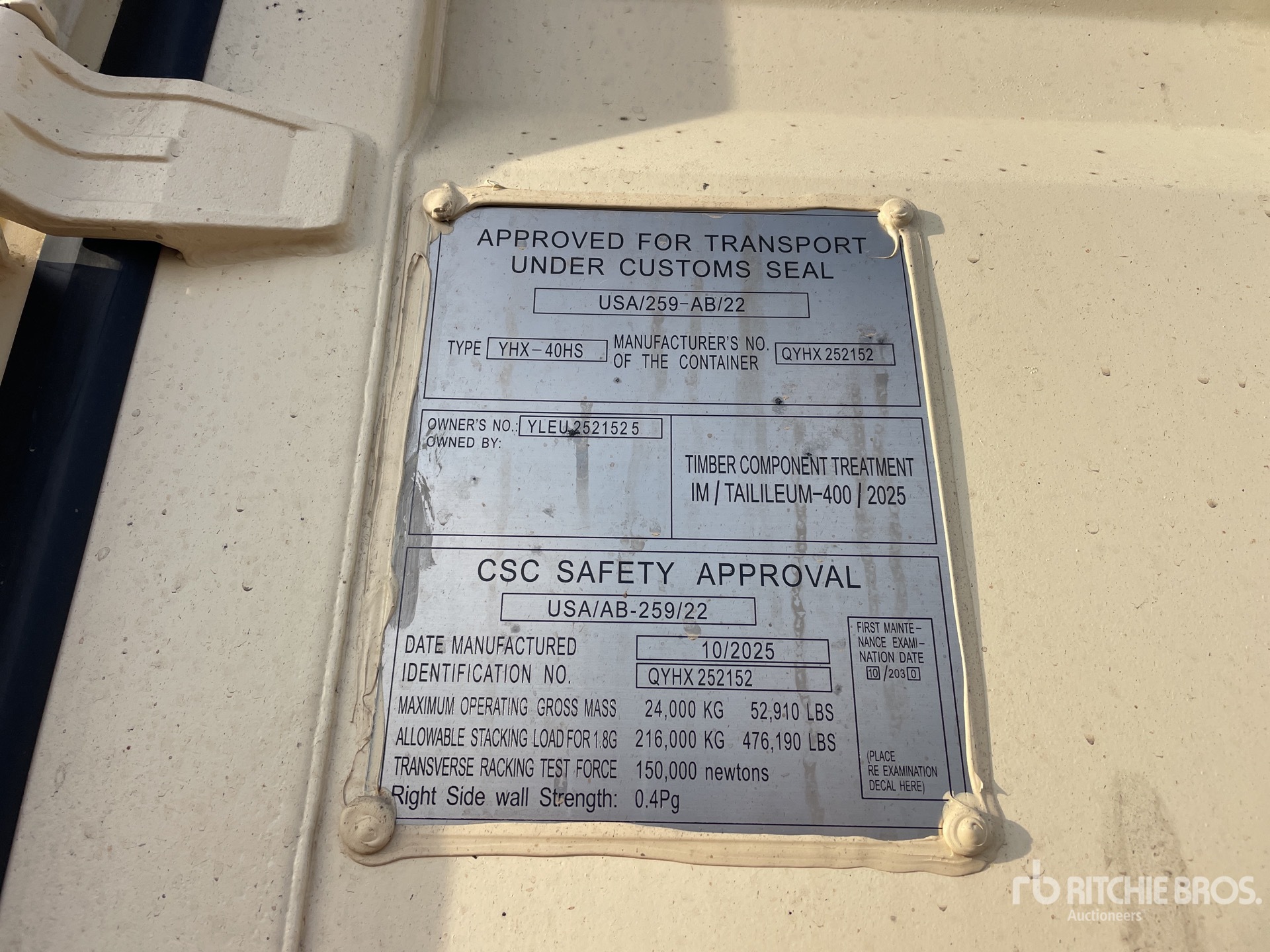 General Appearance with Serial Number / VIN