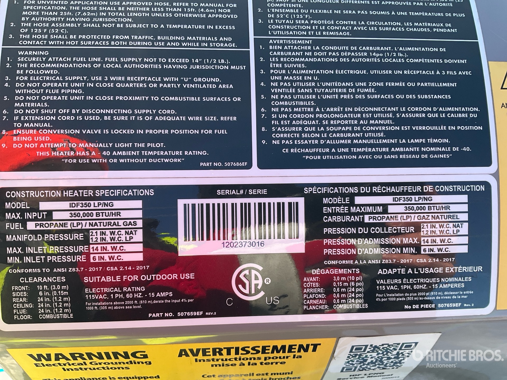 General Appearance with Serial Number / VIN