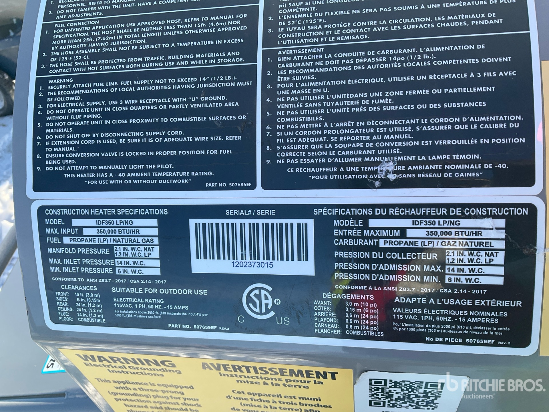 General Appearance with Serial Number / VIN