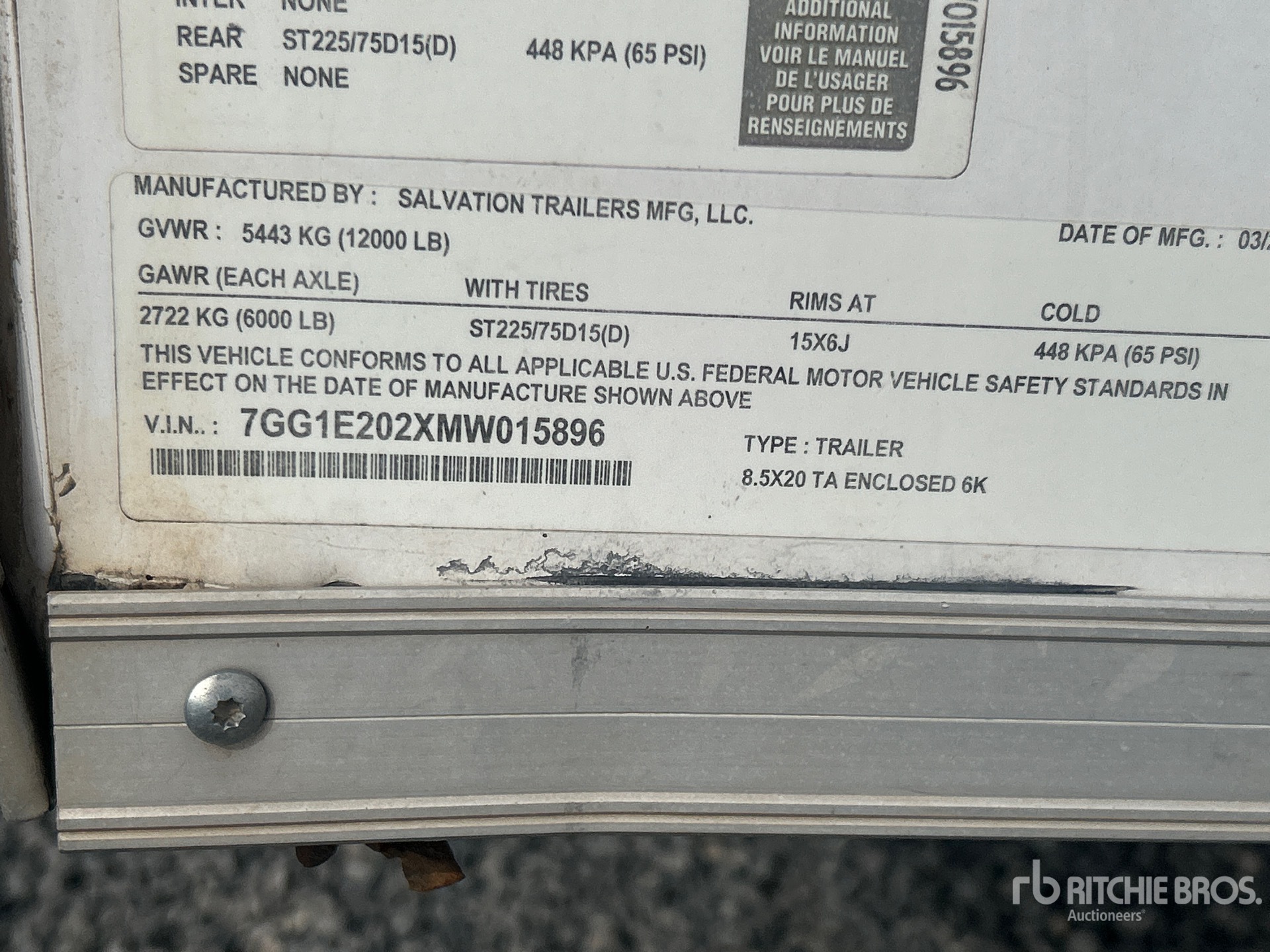 General Appearance with Serial Number / VIN