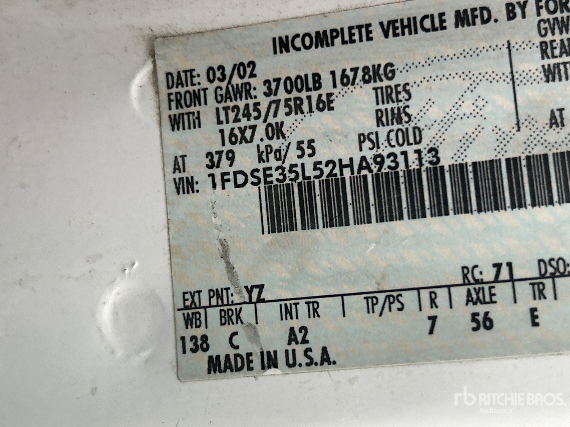 General Appearance with Numéro de série/Numéro d'identification du véhicule automobile