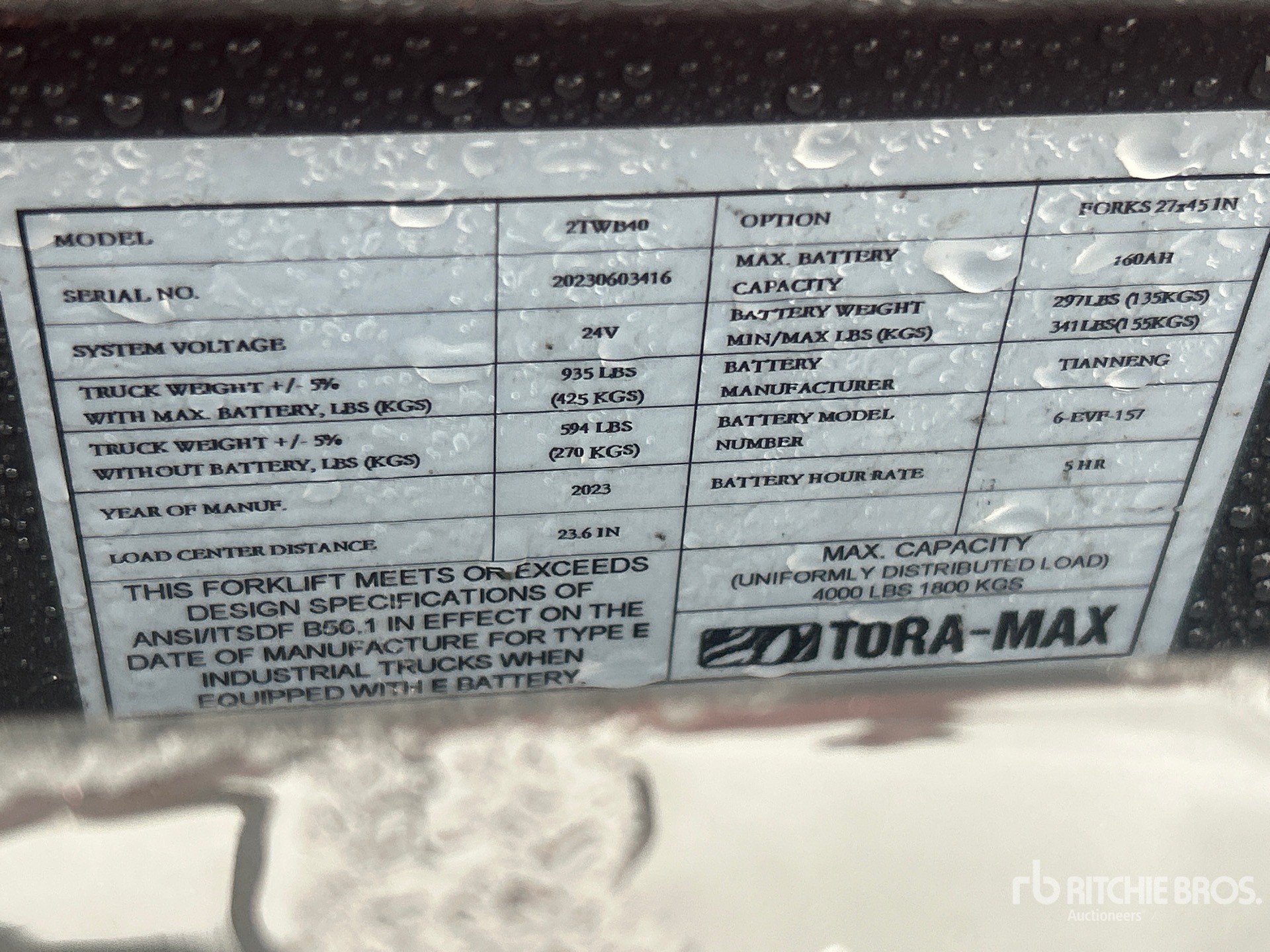 General Appearance with Serial Number / VIN