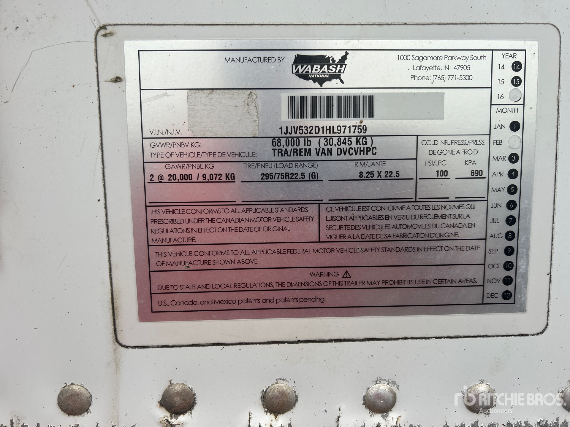 General Appearance with Serial Number / VIN