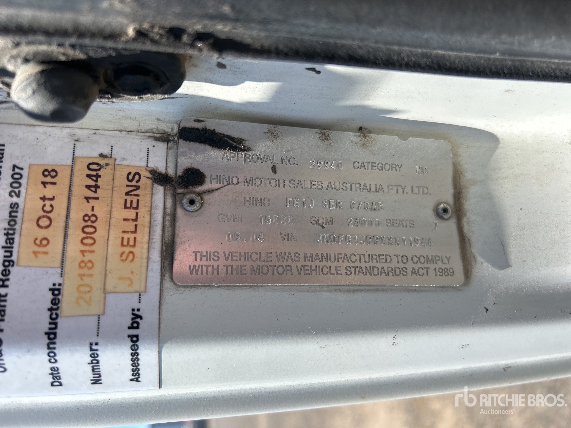 General Appearance with Serial Number / VIN