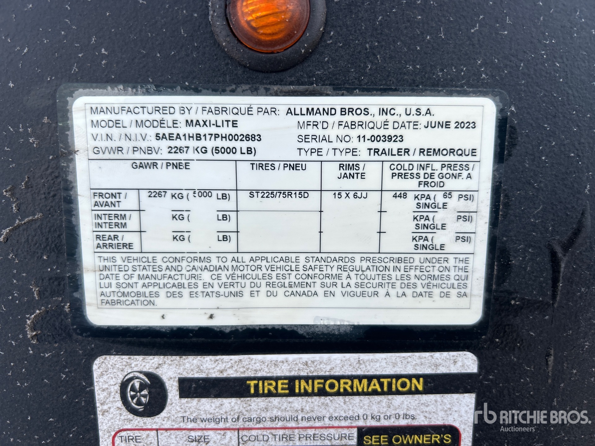 General Appearance with Serial Number / VIN