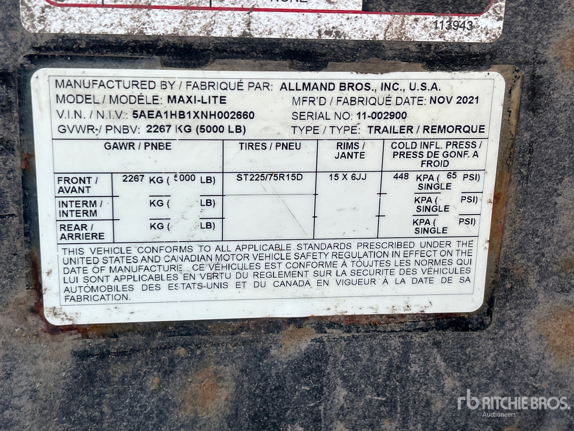 General Appearance with Serial Number / VIN