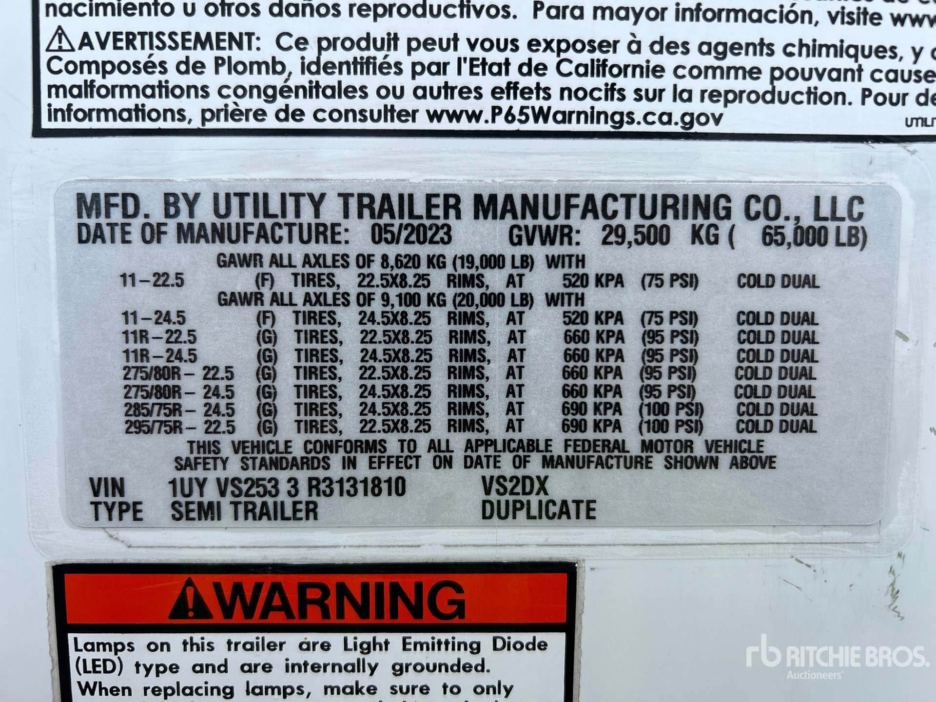 General Appearance with Serial Number / VIN