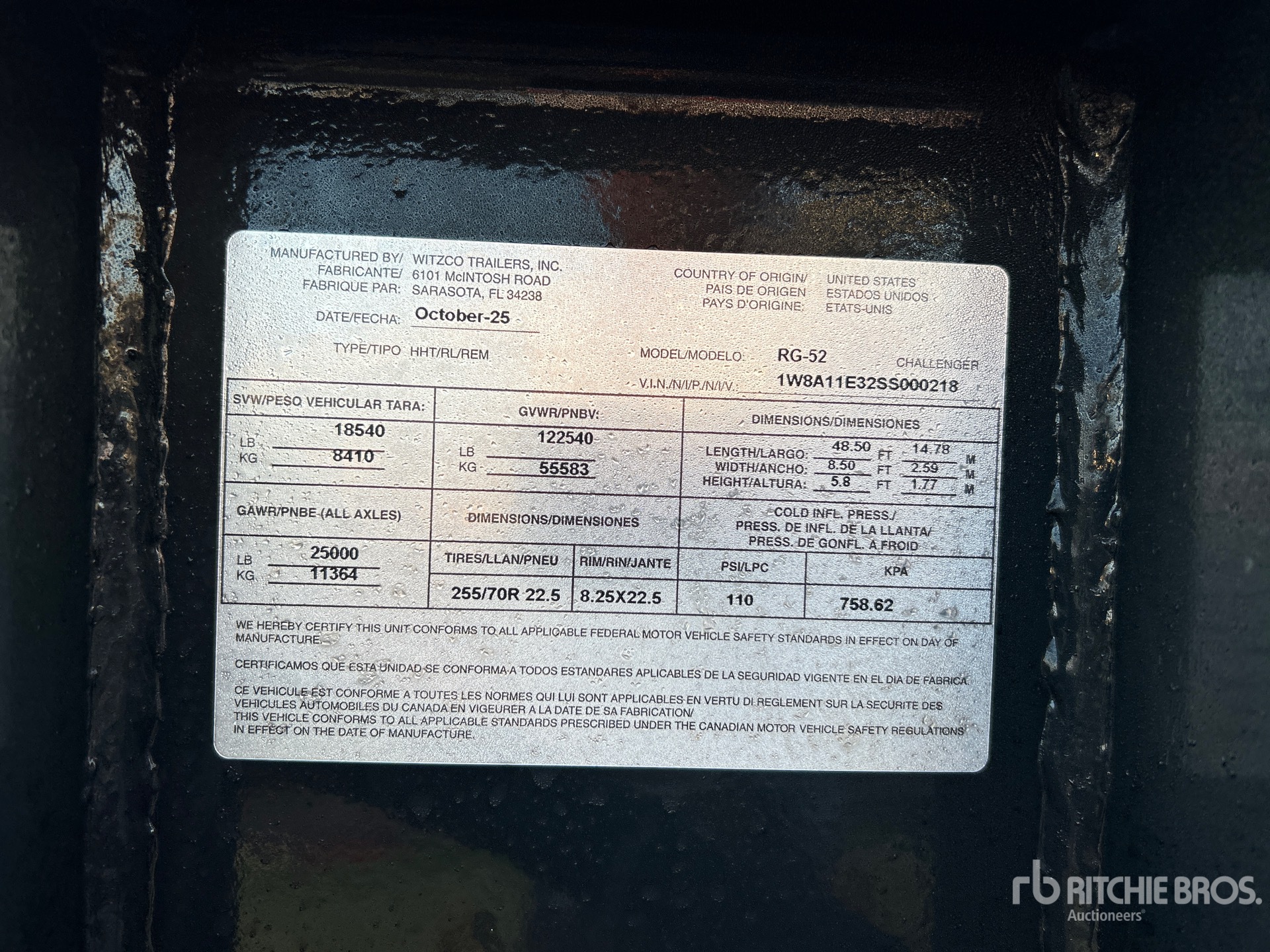 General Appearance with Serial Number / VIN