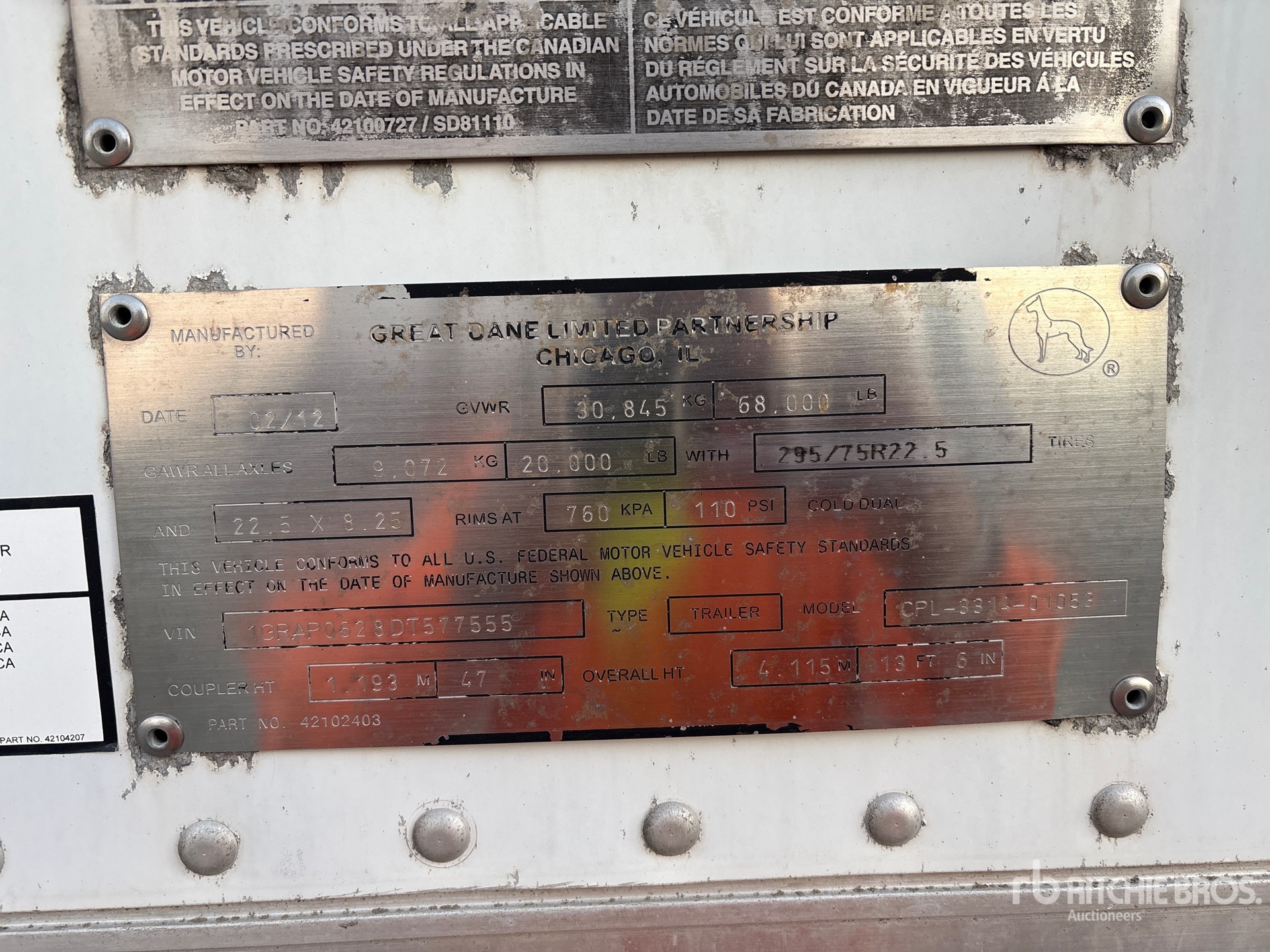 General Appearance with Serial Number / VIN