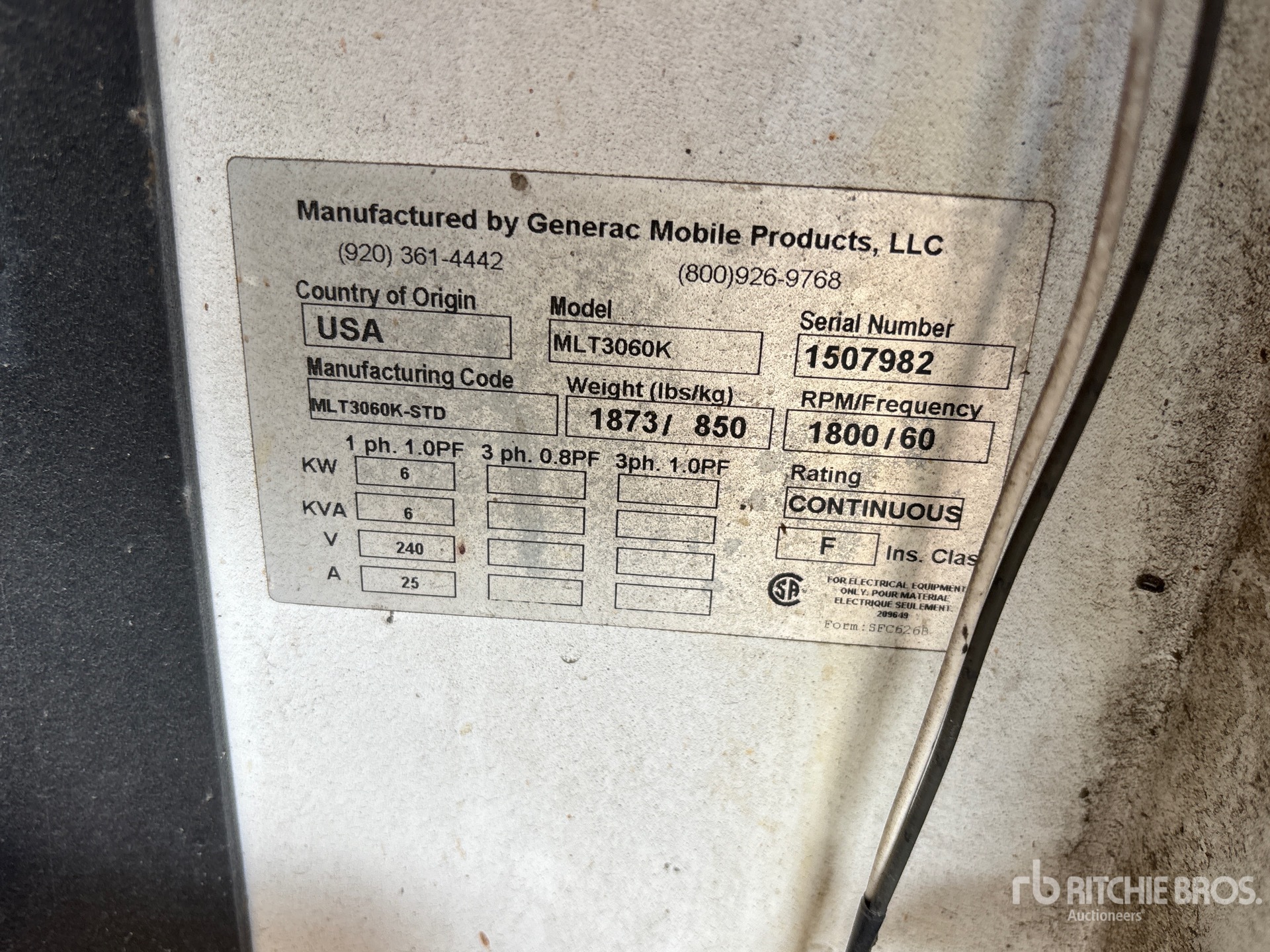 General Appearance with Unit Serial Number