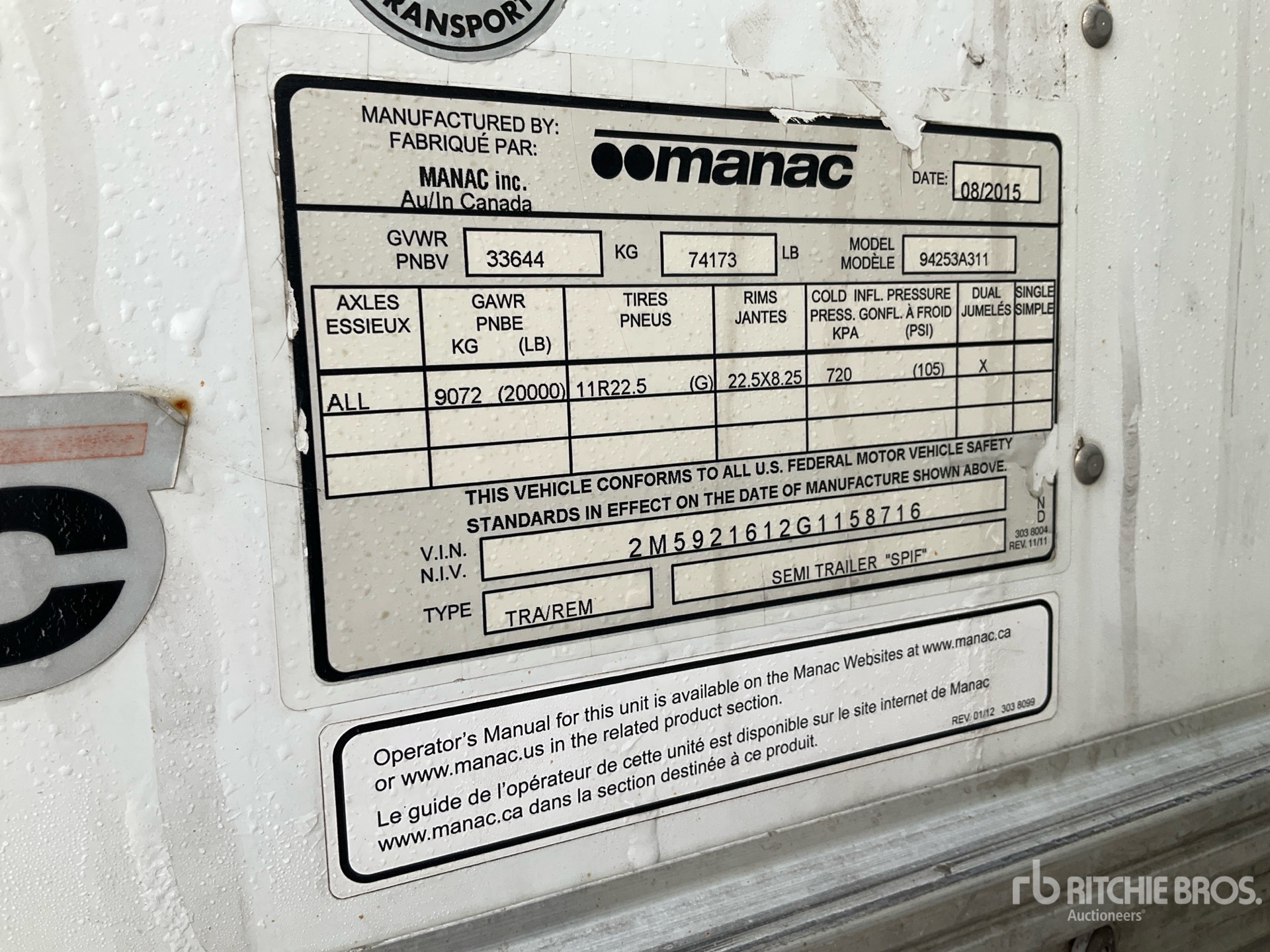 General Appearance with Serial Number / VIN