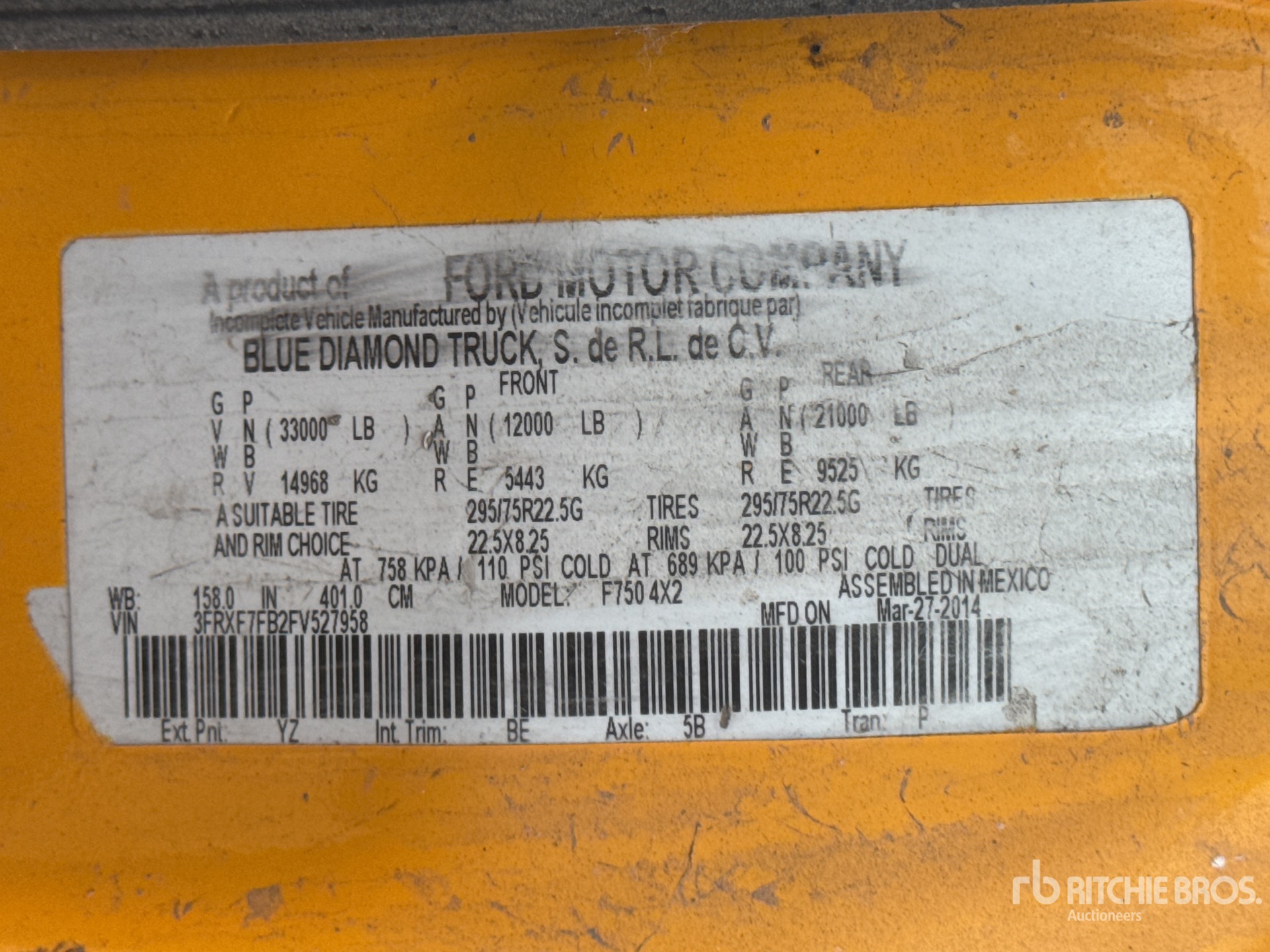 General Appearance with Serial Number / VIN