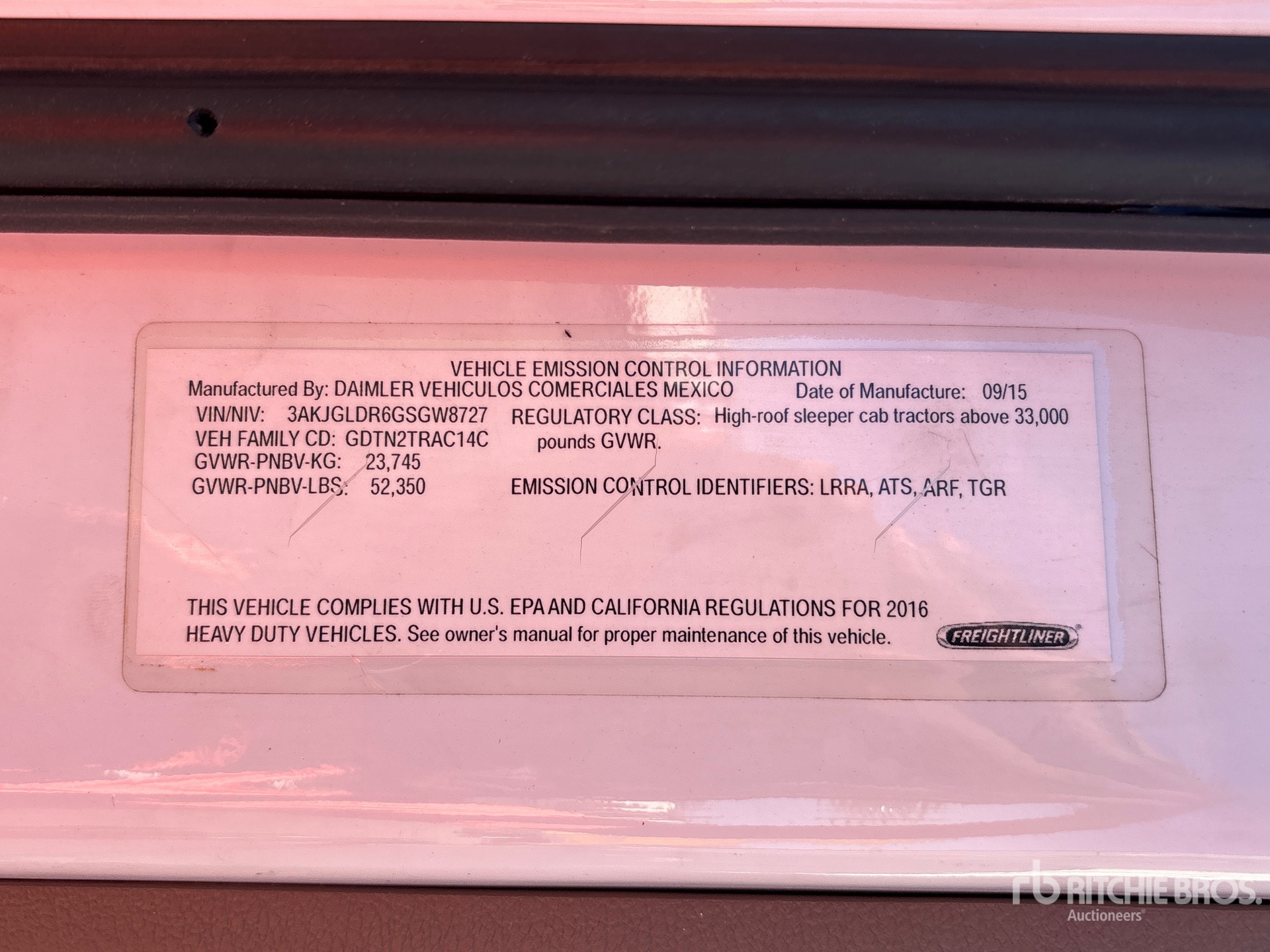 General Appearance with Serial Number / VIN