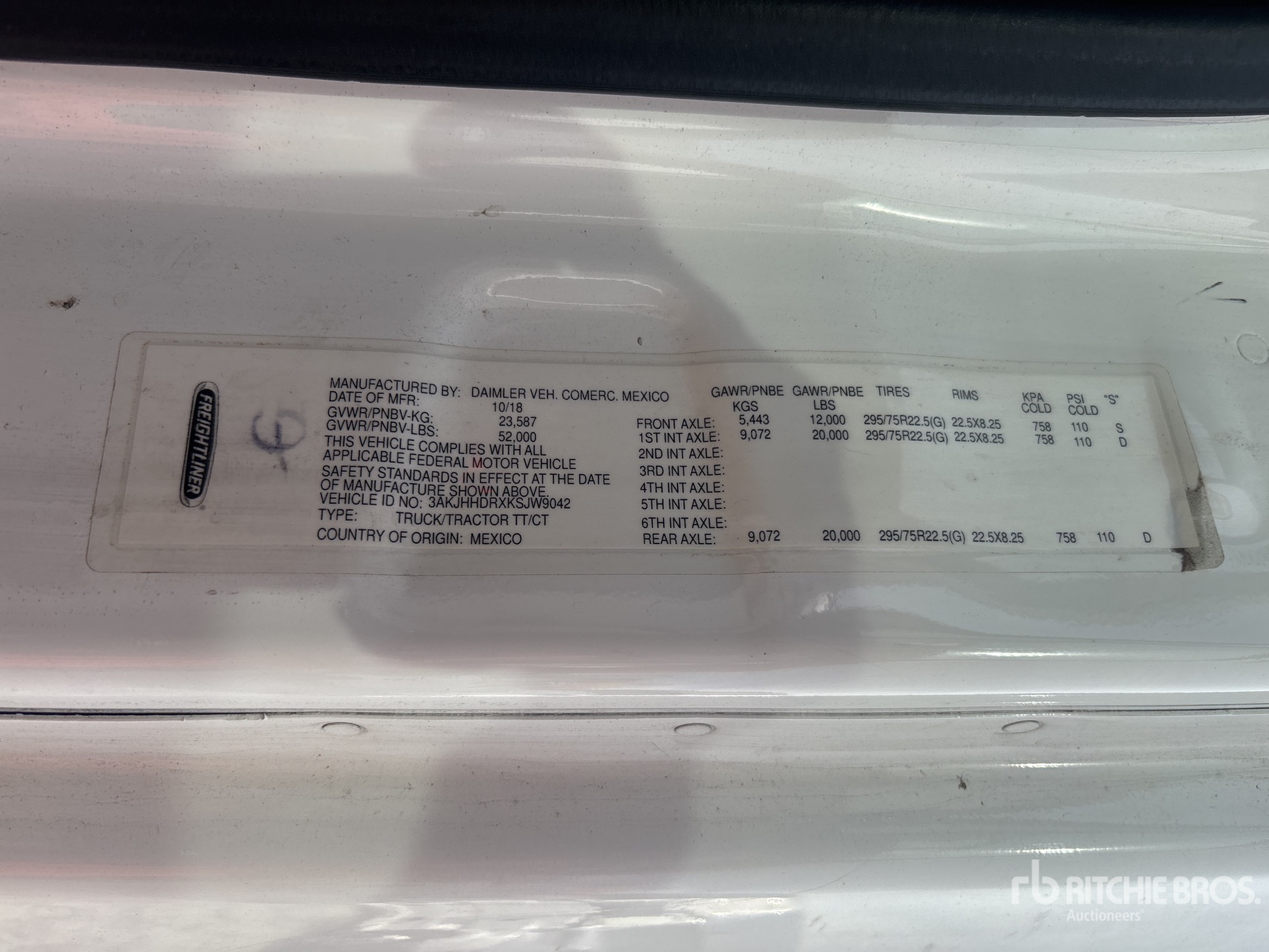 General Appearance with N.º de serie/VIN