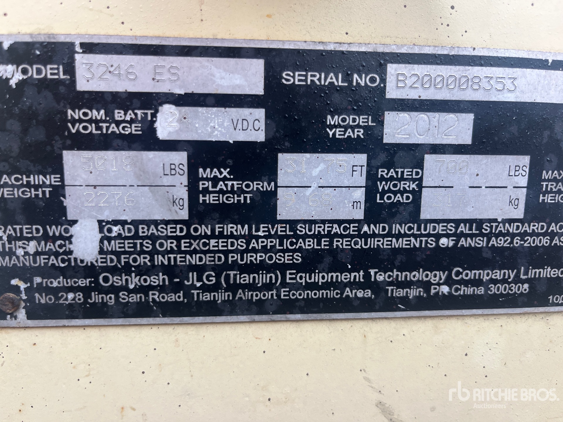 General Appearance with Serial Number / VIN