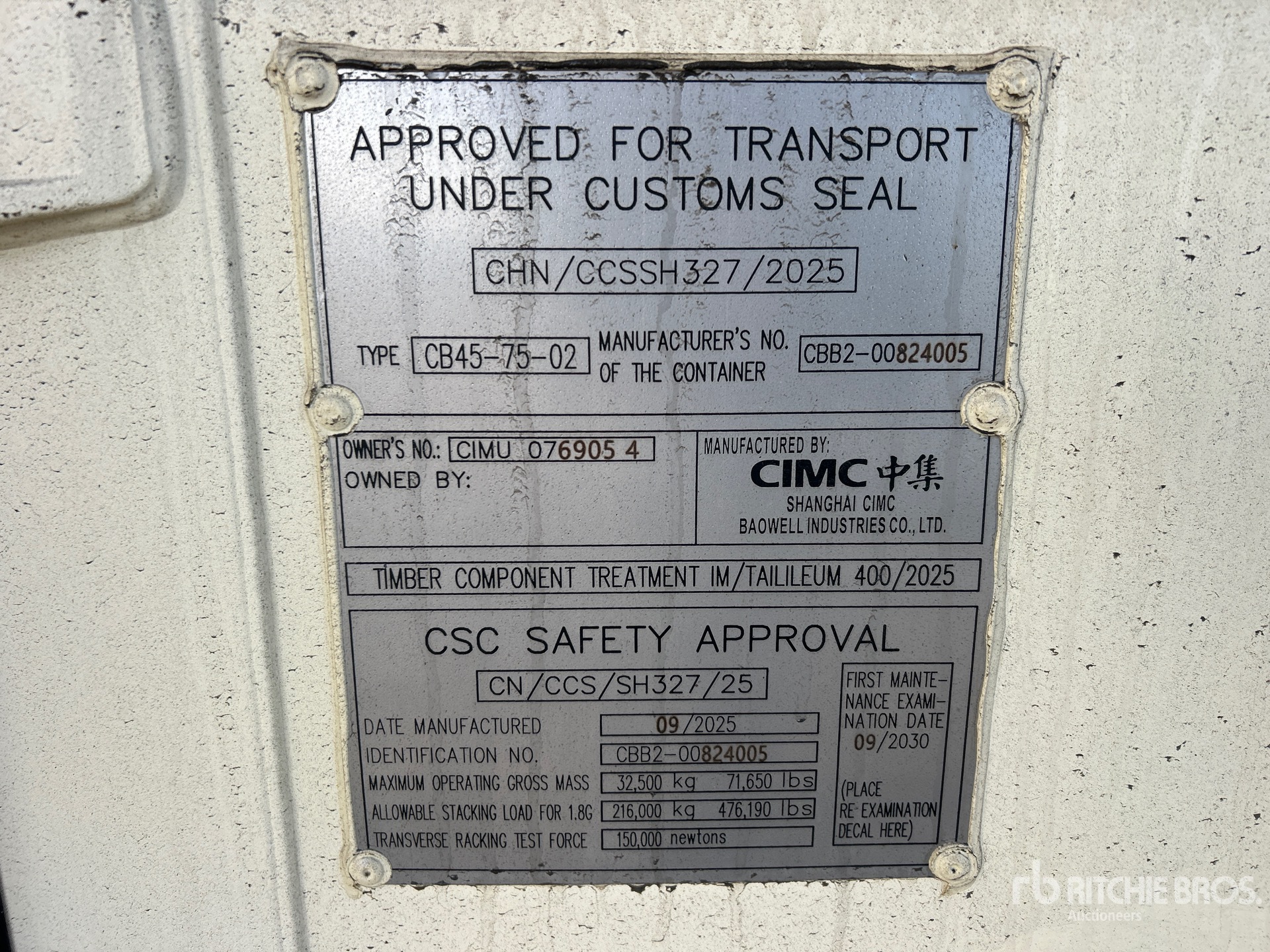 General Appearance with Serial Number / VIN