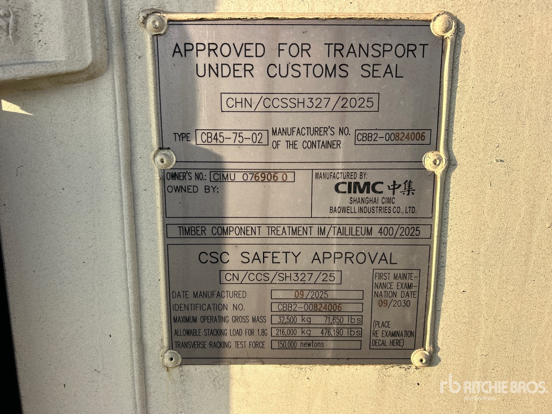 General Appearance with Serial Number / VIN