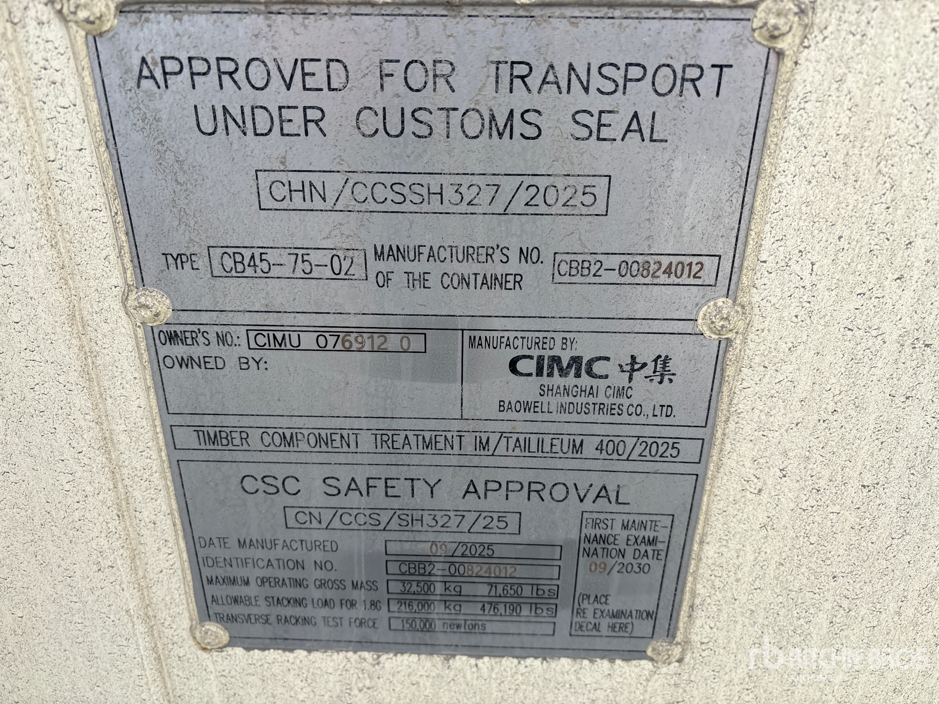 General Appearance with Serial Number / VIN