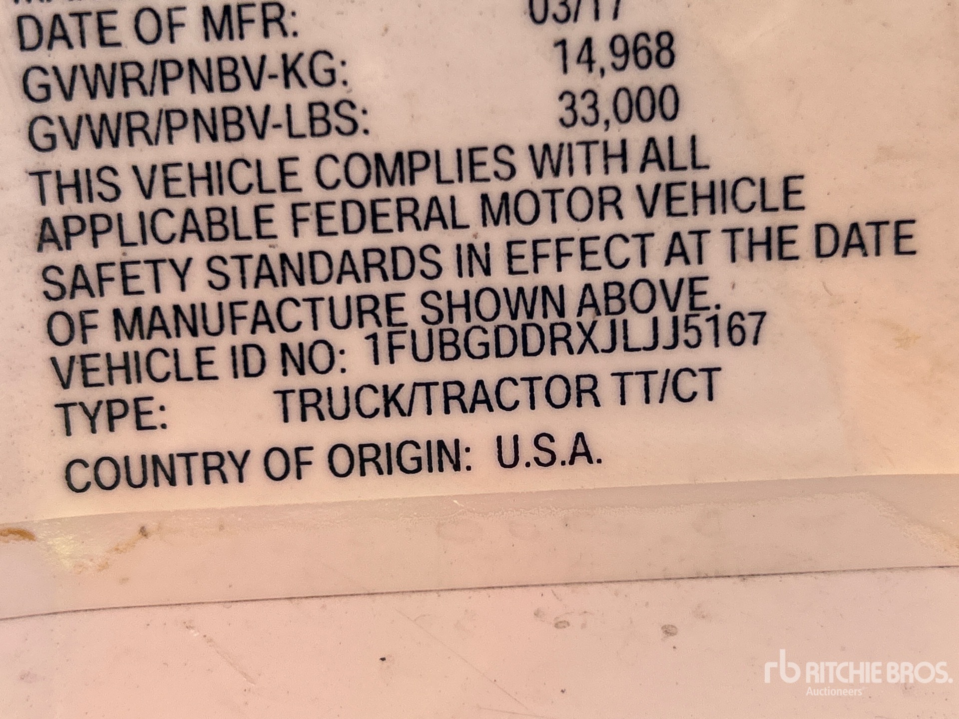 General Appearance with Serial Number / VIN