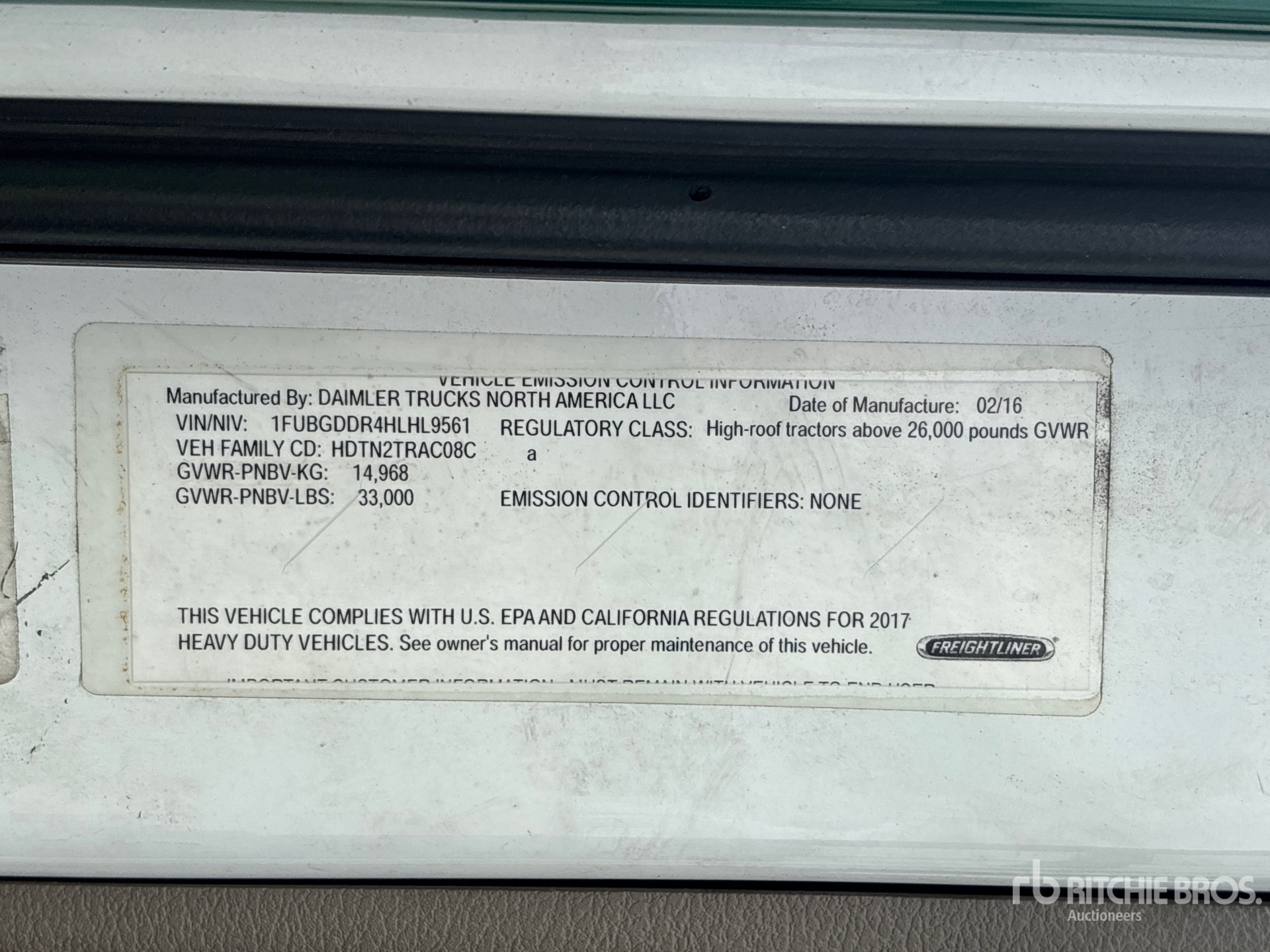 General Appearance with Serial Number / VIN