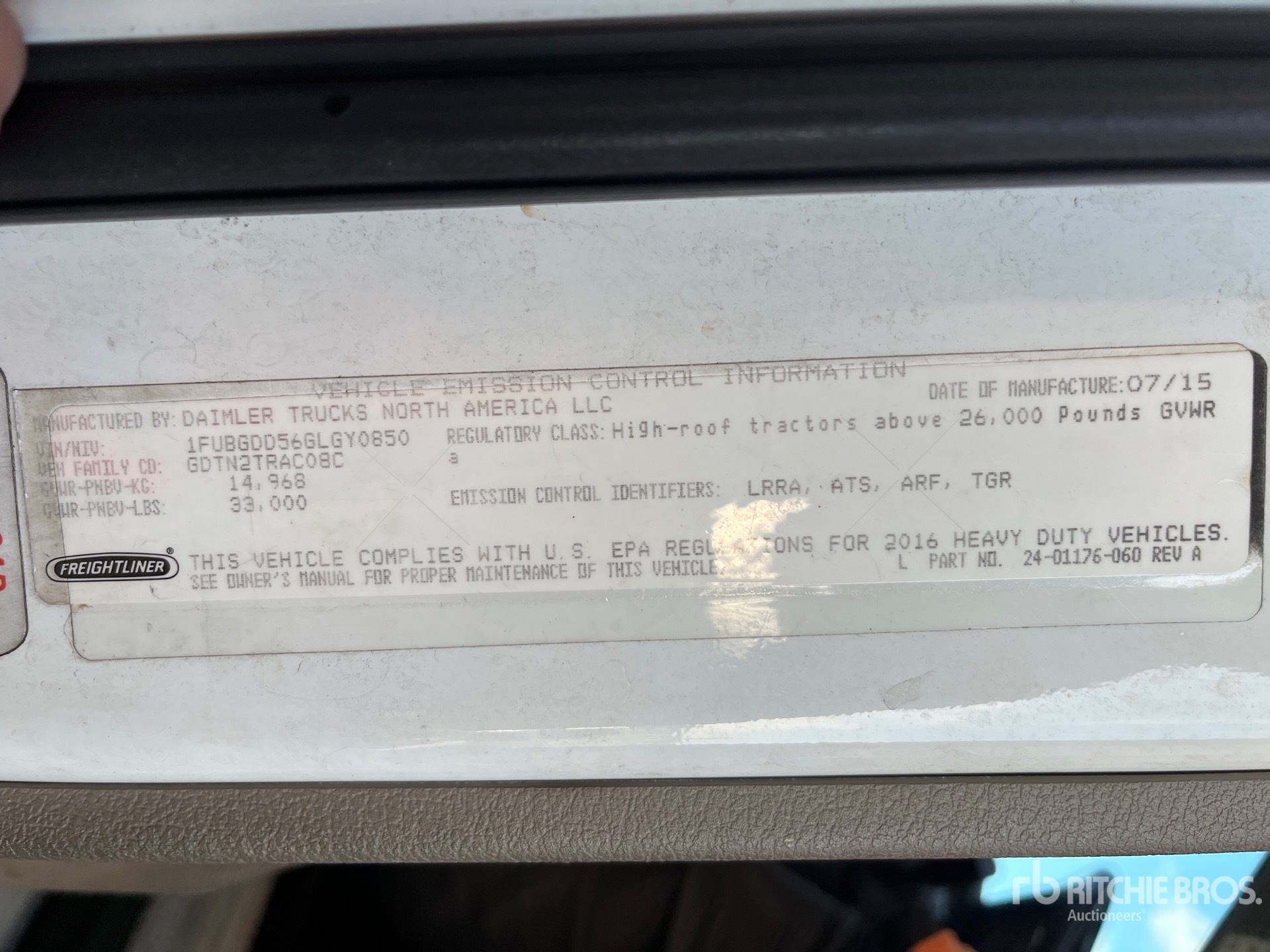 General Appearance with Serial Number / VIN