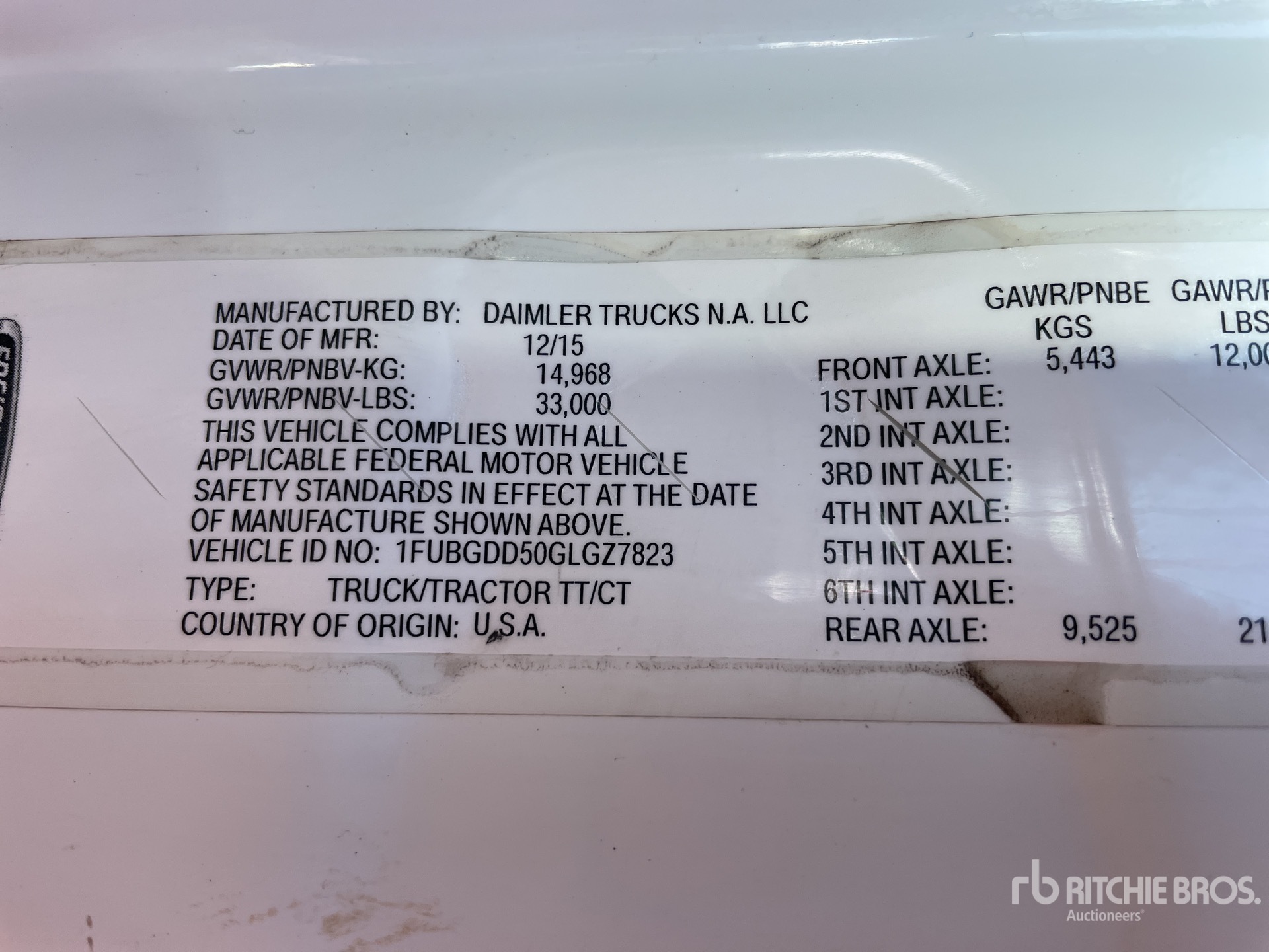 General Appearance with Serial Number / VIN