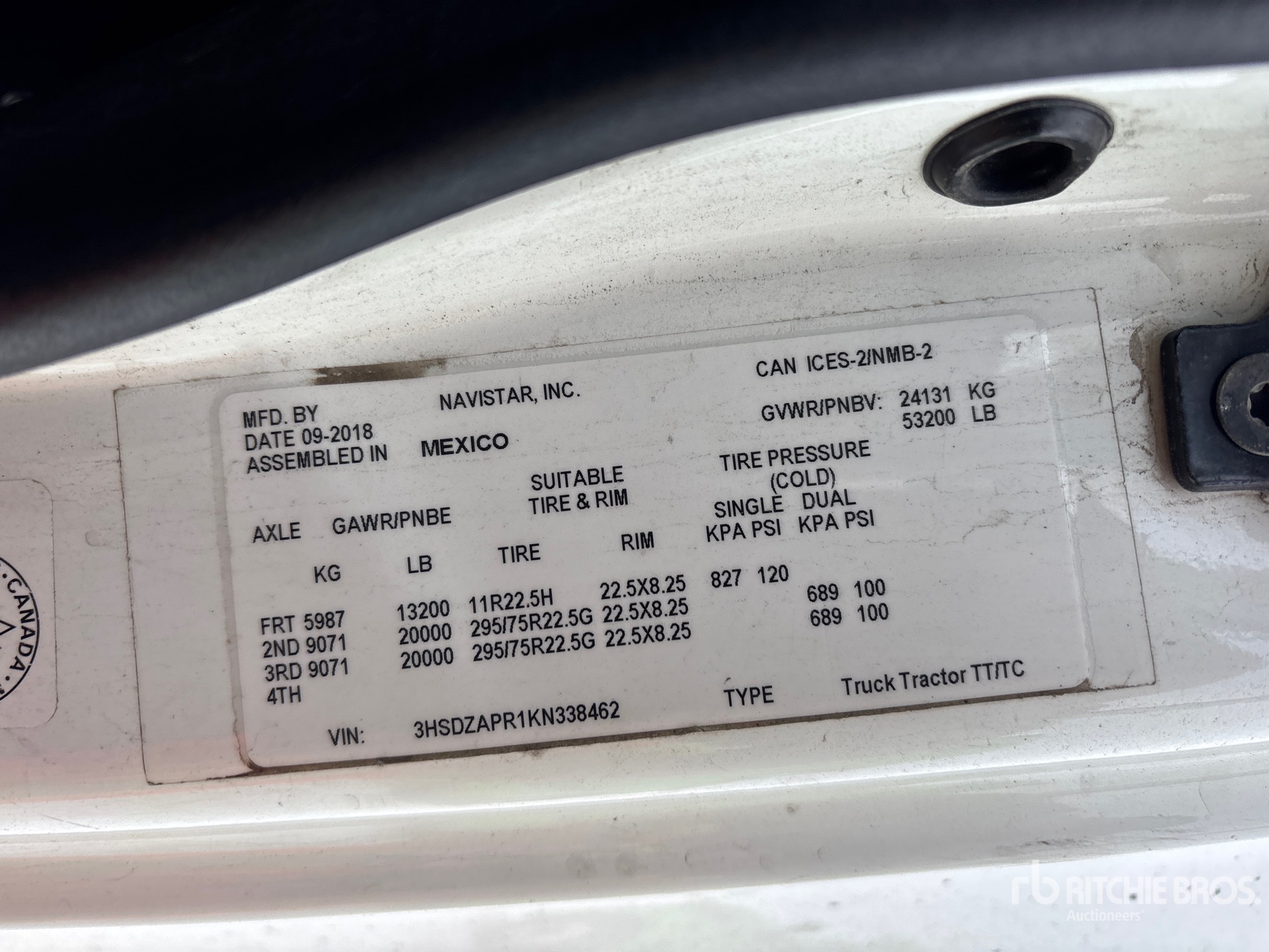 General Appearance with Serial Number / VIN