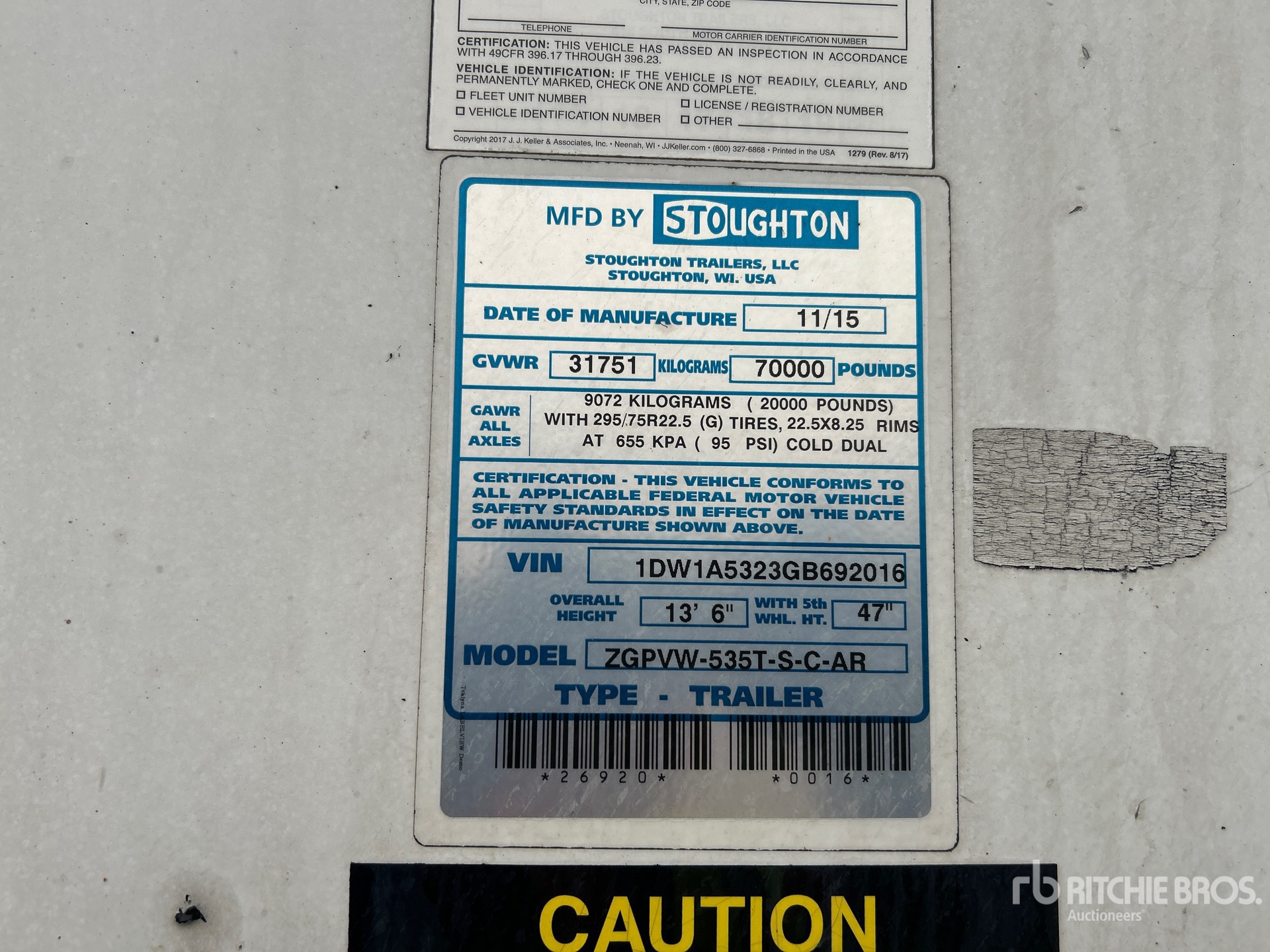 General Appearance with Serial Number / VIN