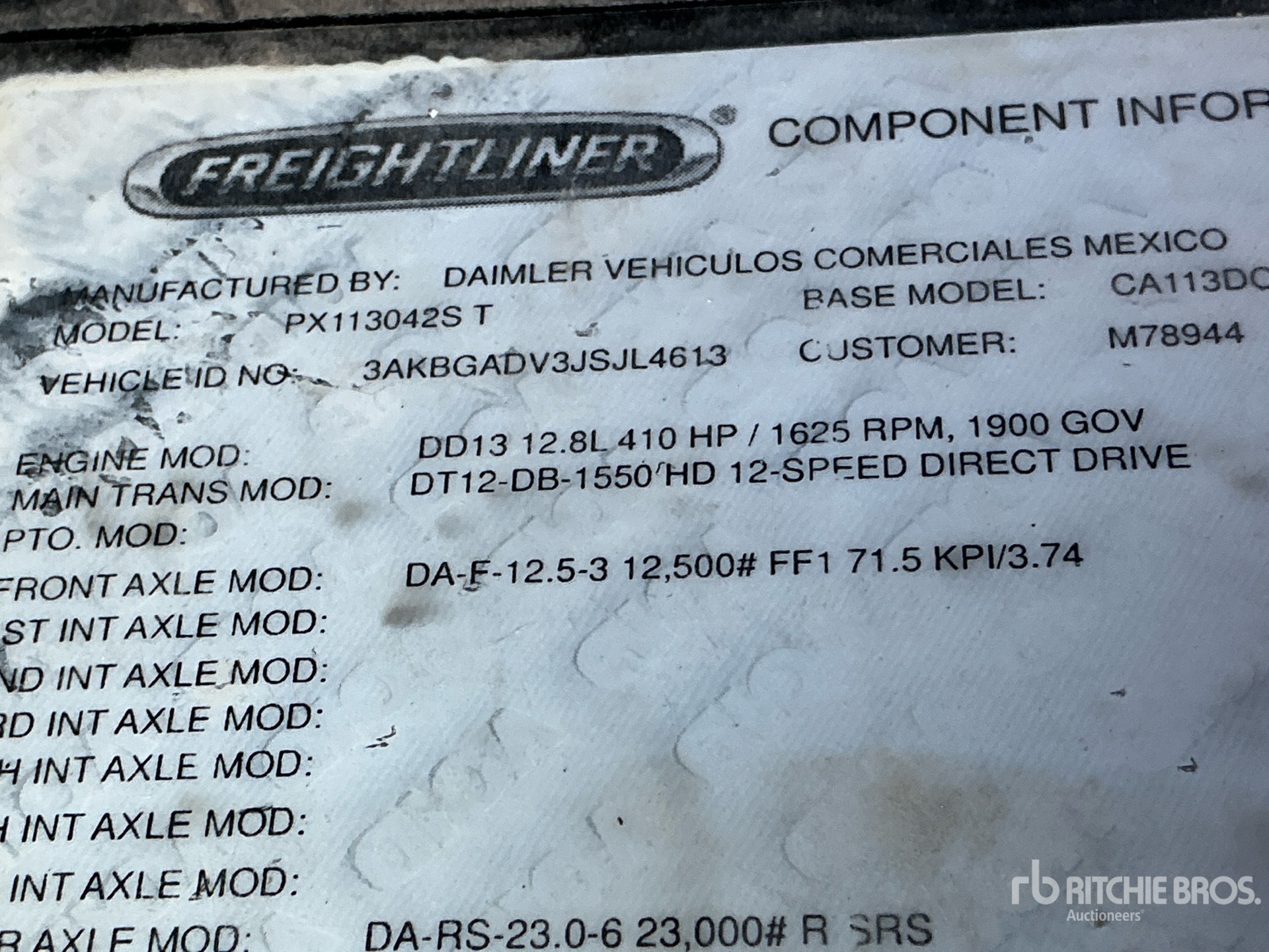 2018 Freightliner CASCADIA 113
