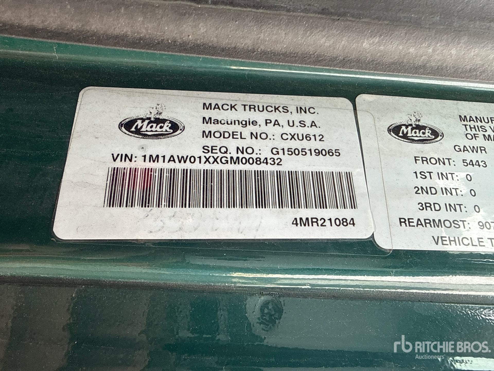 General Appearance with N.º de serie/VIN