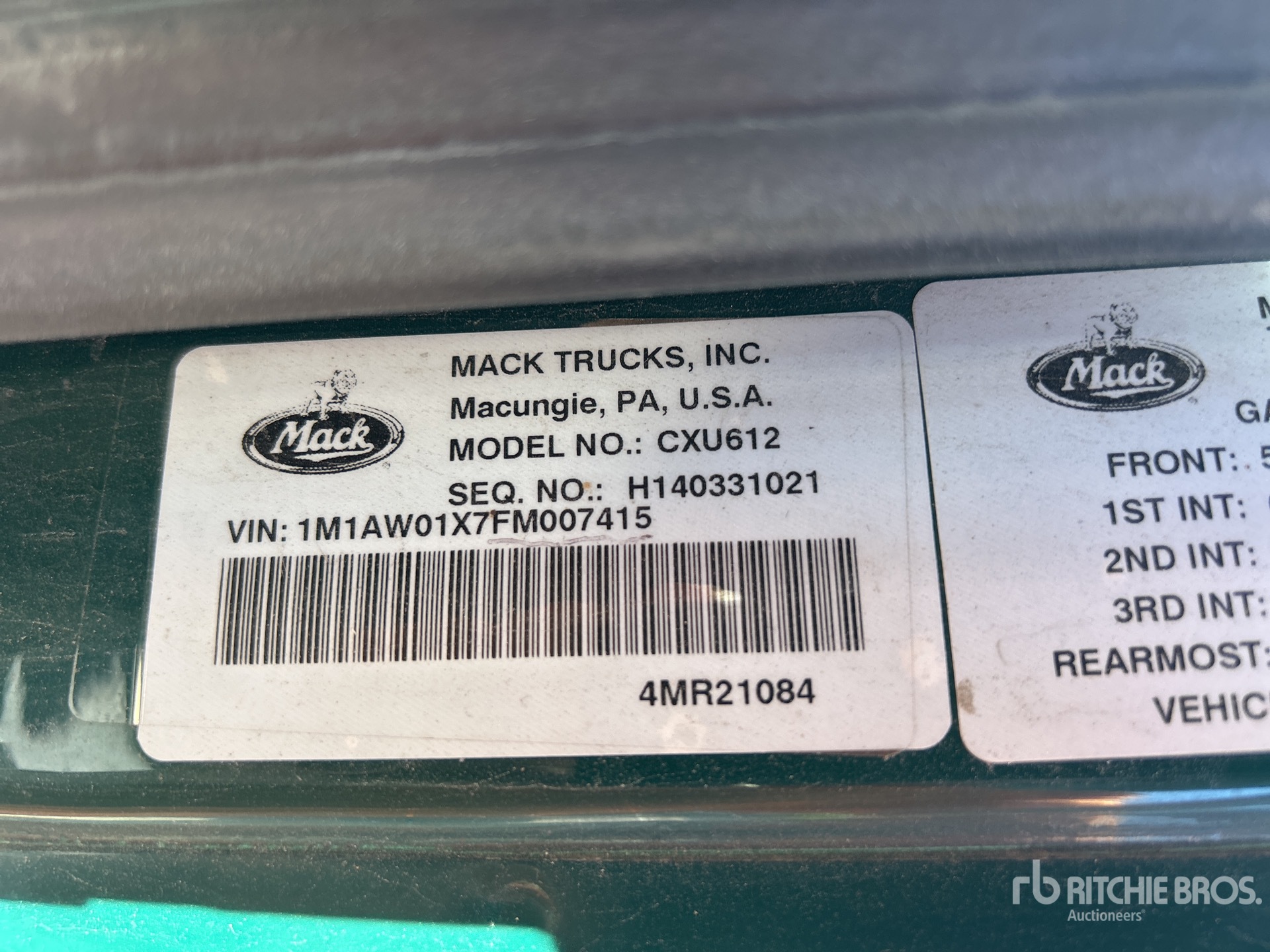 2015 Mack CXU612